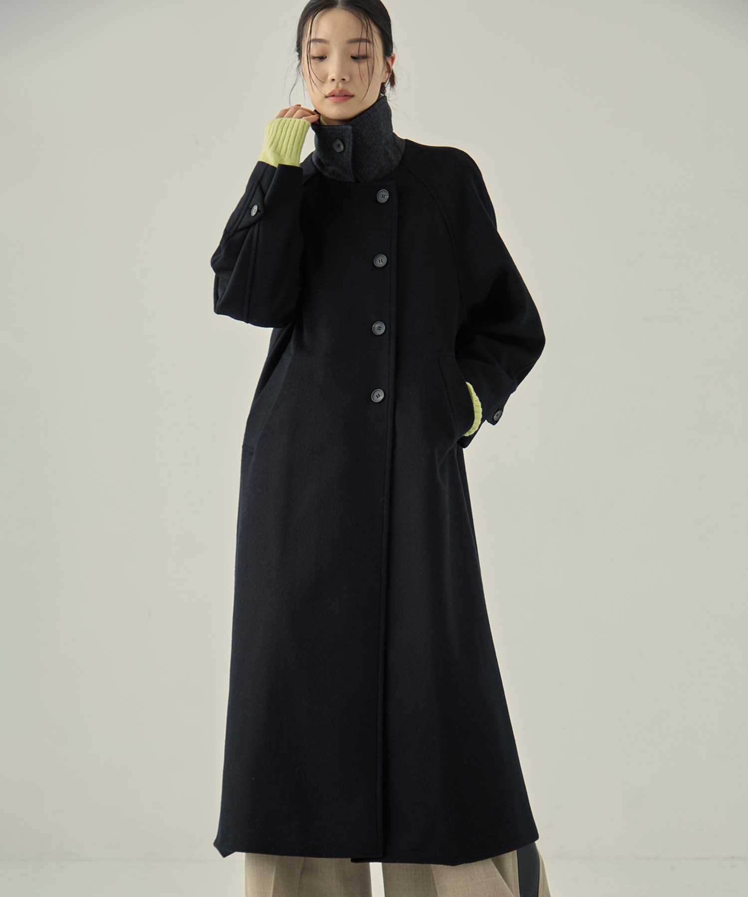 Stand Collar Wool Coat(1 LIGHT GREY): STUDIOUS: WOMENS｜ STUDIOUS