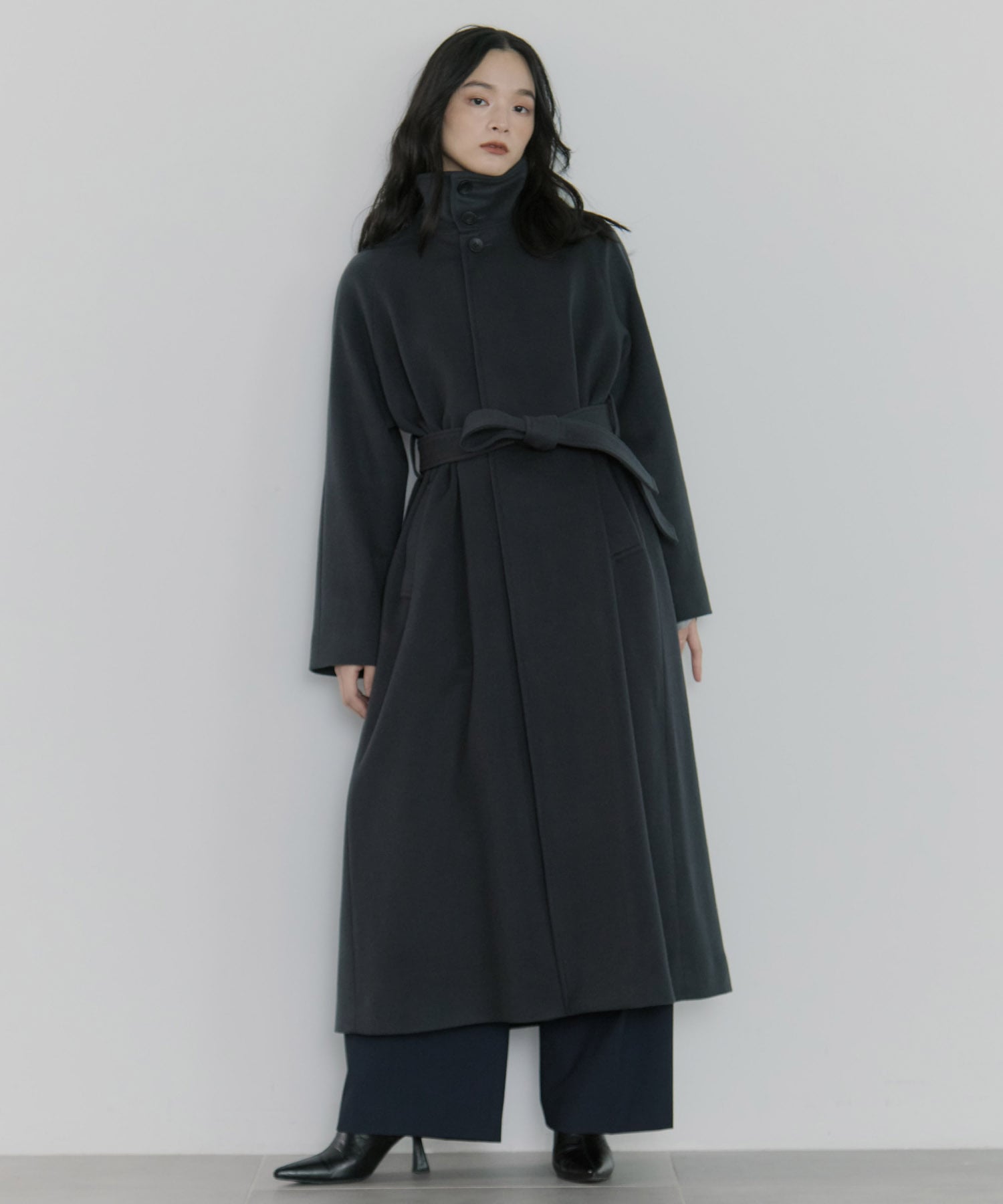 別注スタンドカラーロングコート(1 GREY): Dessin de mode: WOMENS