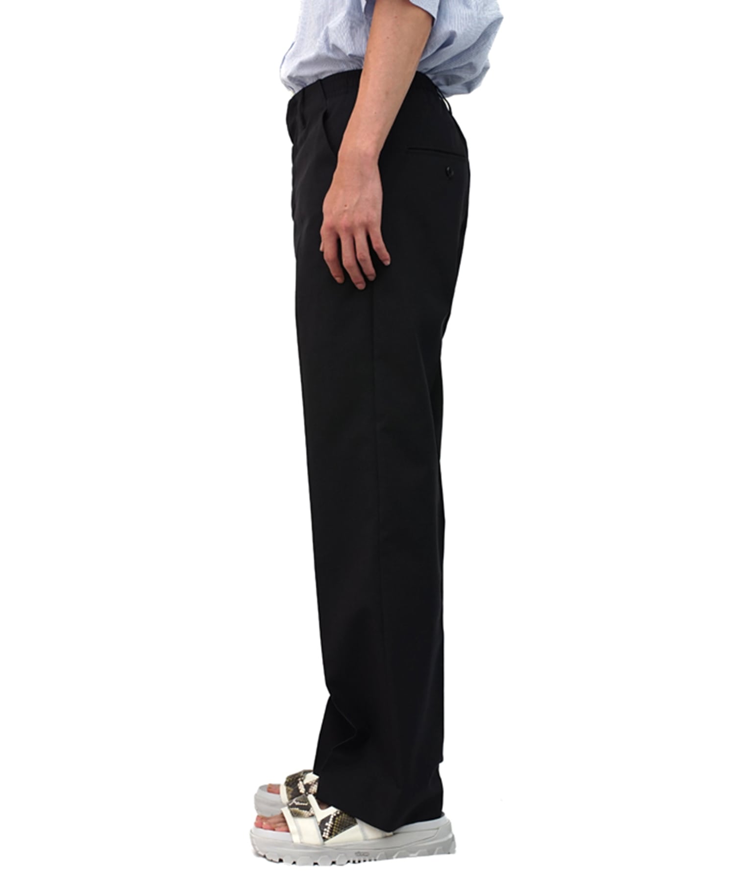 PIN CHECK TROPICAL WOOL STRAIGHT LEG TROUSERS Name.