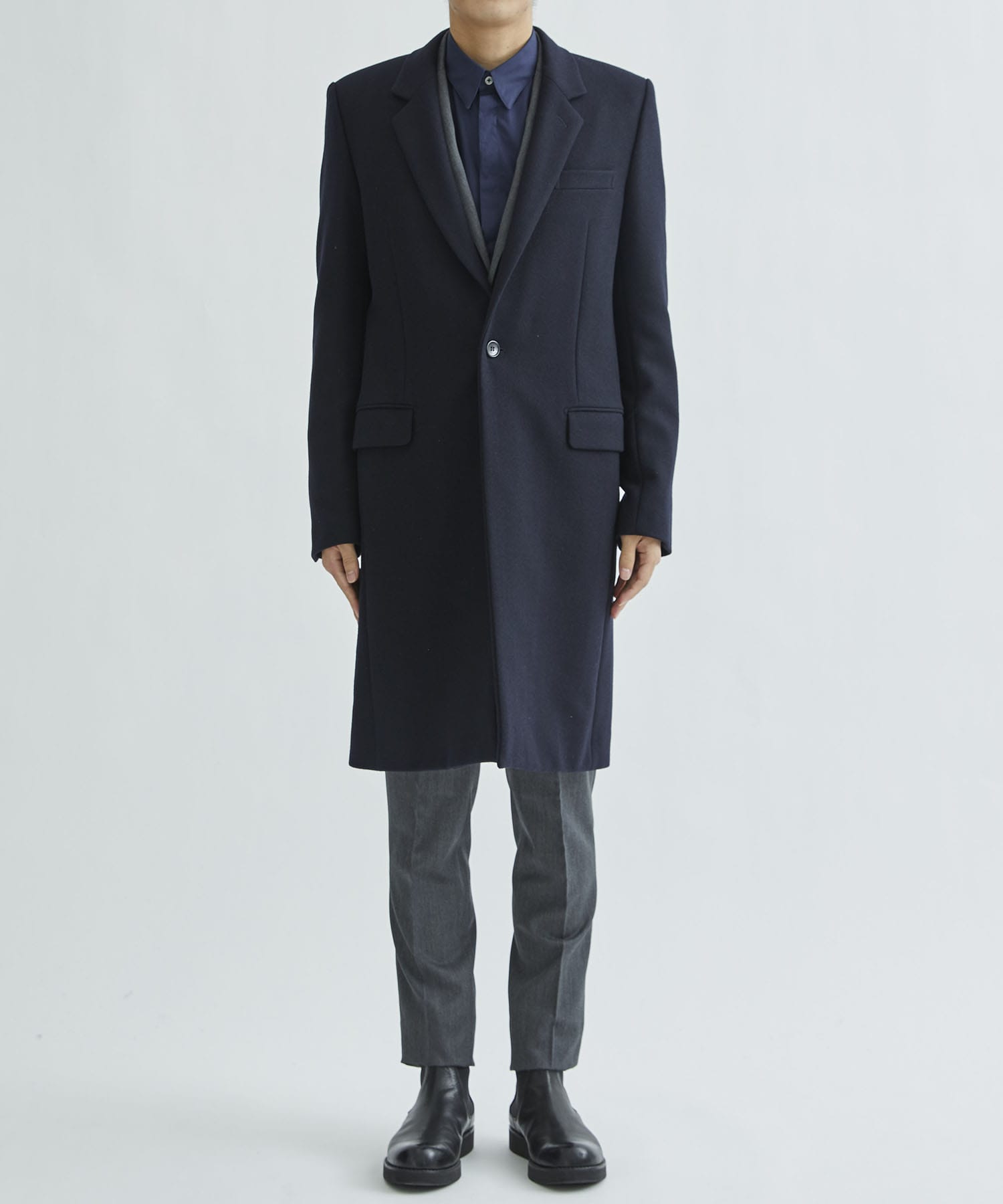 MELTON CHESTERFIELD COAT(44 NAVY): JOHN LAWRENCE SULLIVAN: MENS