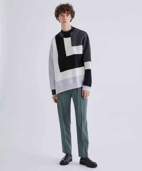 日本製 2ウェイ ニット STUDIOUS別注 COLOR BLOCK TURTLE KNIT | www