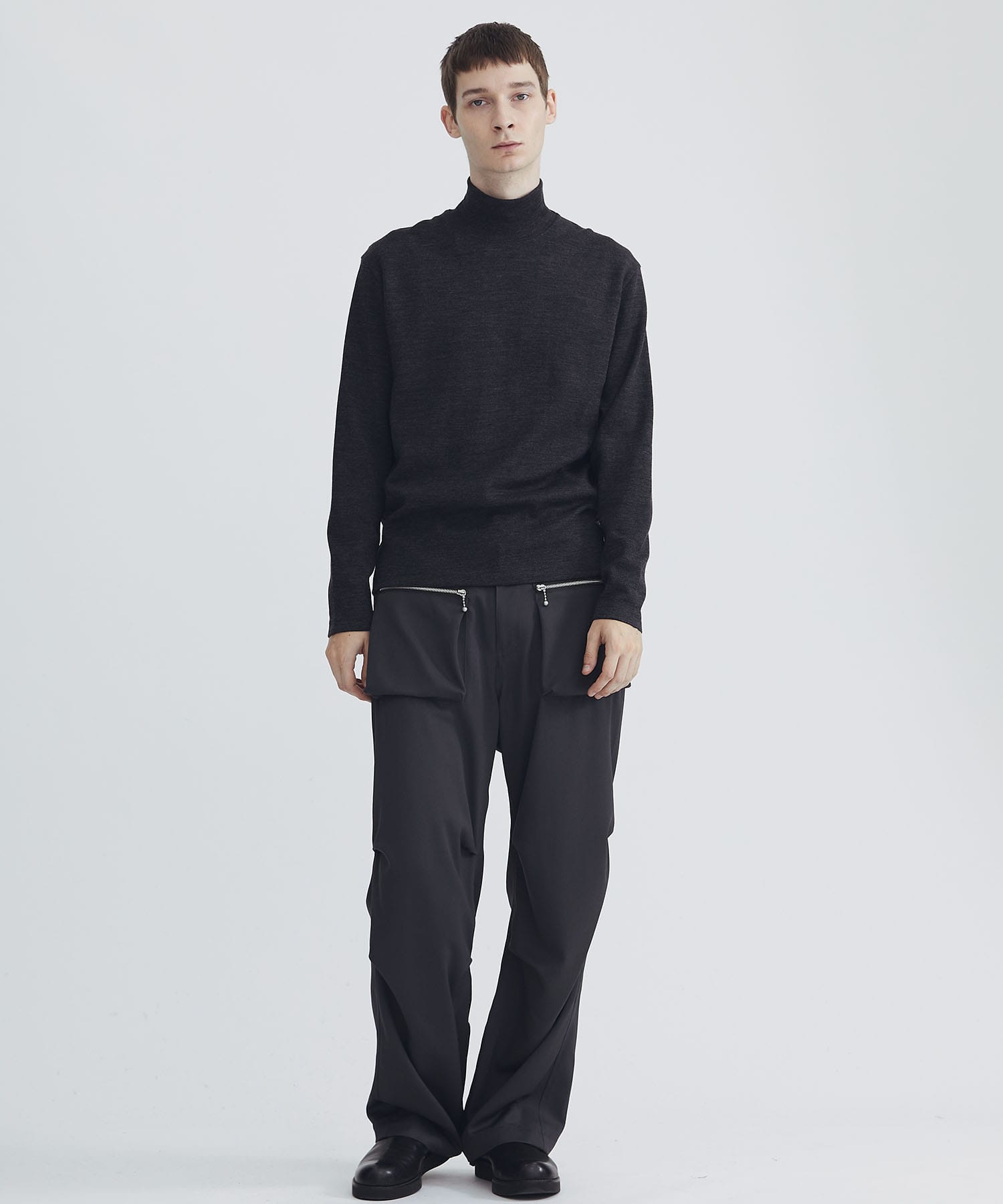 Highneck  Pullover Shirts-ウールポンチ Cale