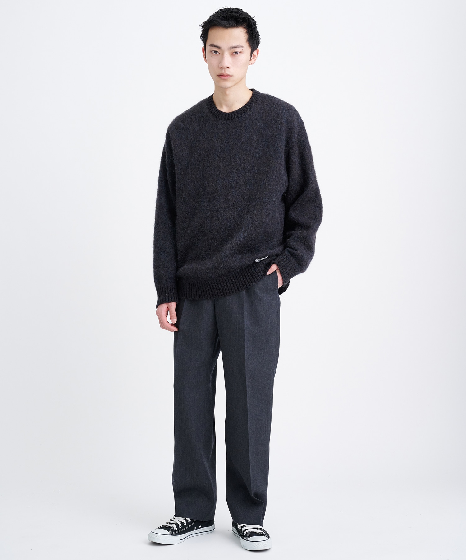 MIX MOHAIR CREW NECK SWEATER