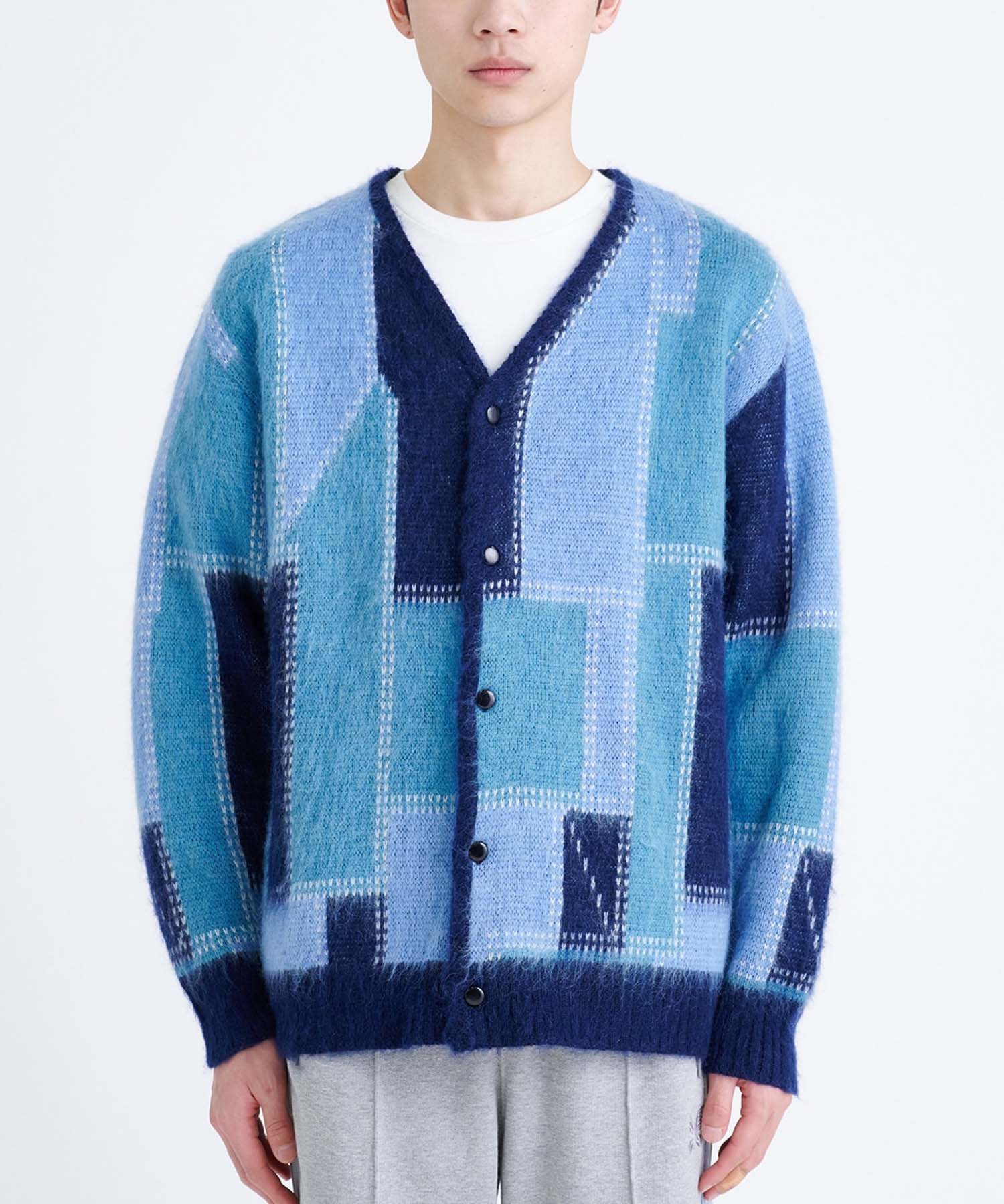 別注 Mohair Cardigan - Patchwork Motif NEEDLES