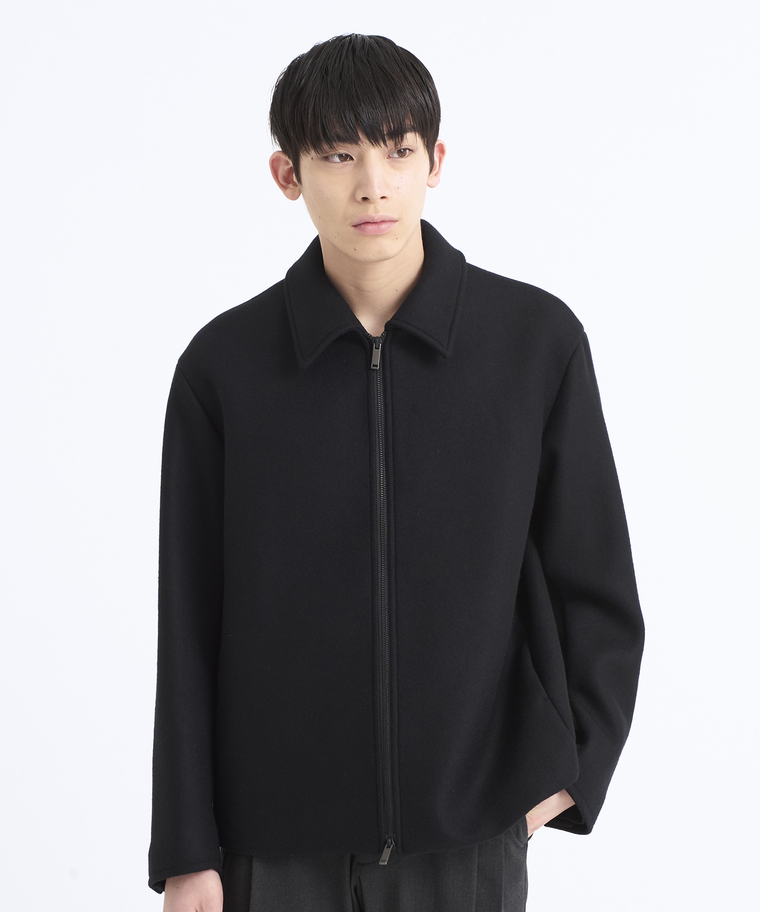 カシミヤウールジップブルゾン(1 BLACK): STUDIOUS: MENS｜ STUDIOUS