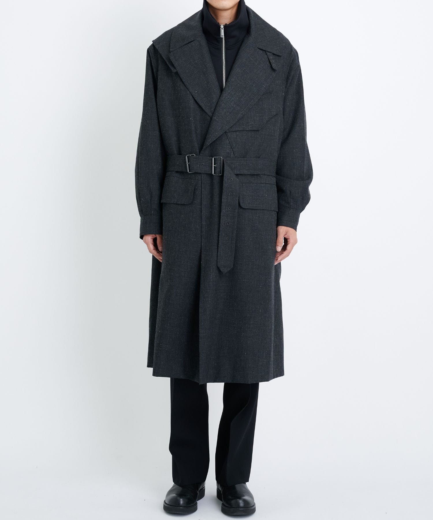 Wool Ramie Motorcycle Coat blurhms