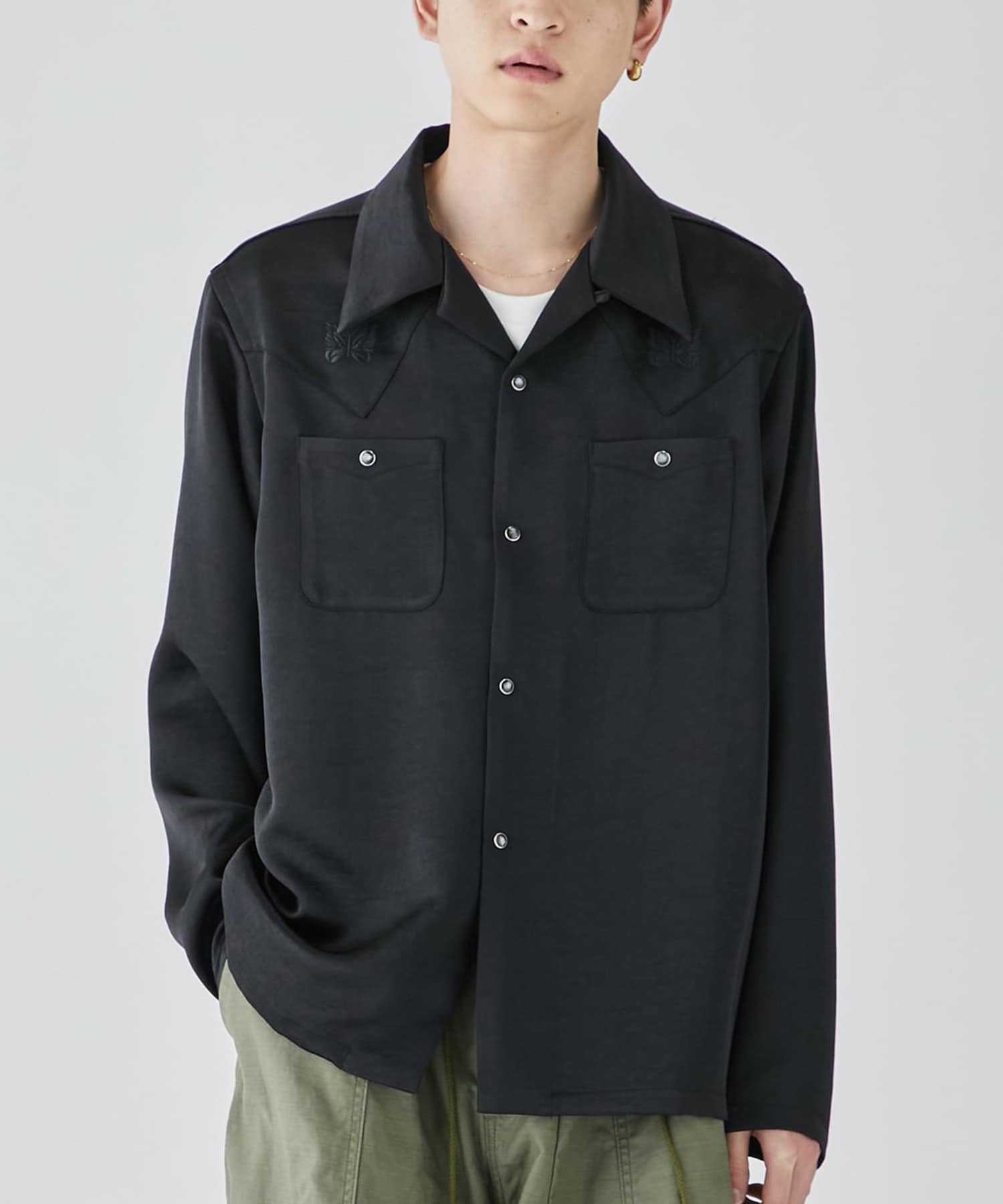 L/S Cowboy One-Up Shirt - Poly Sateen NEEDLES