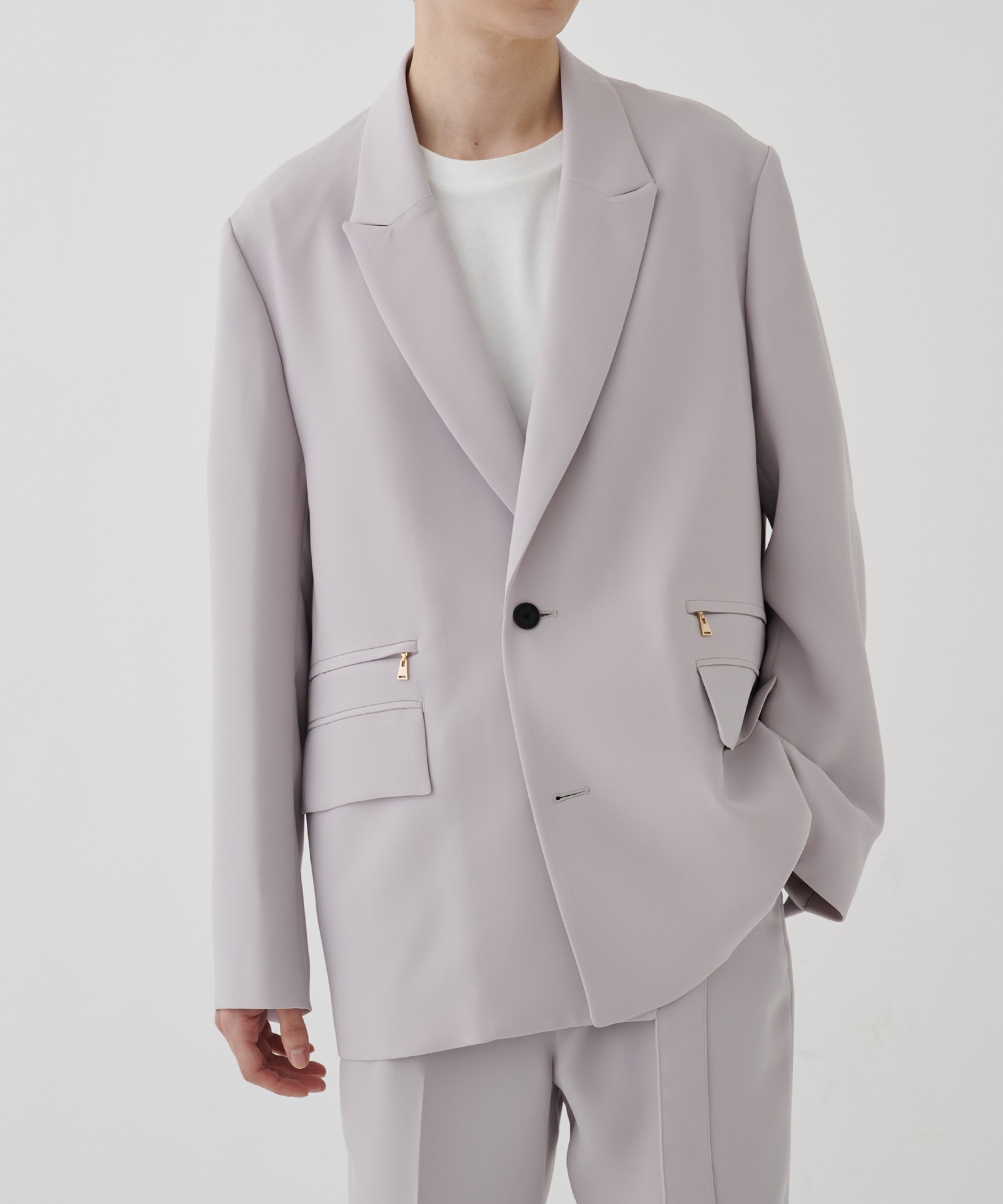 Double Satin Zip Pocket Tailored Jacket | CULLNI