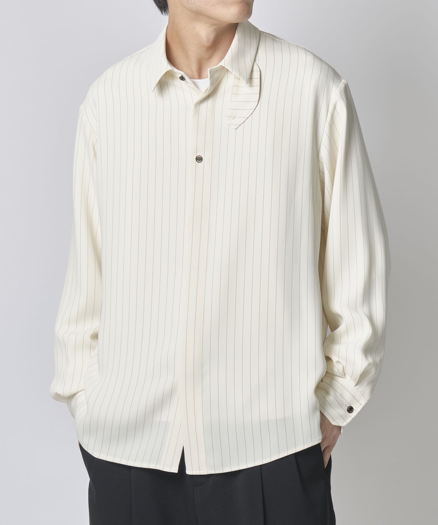 Stripe Double Satin Chin Tab Shirt CULLNI