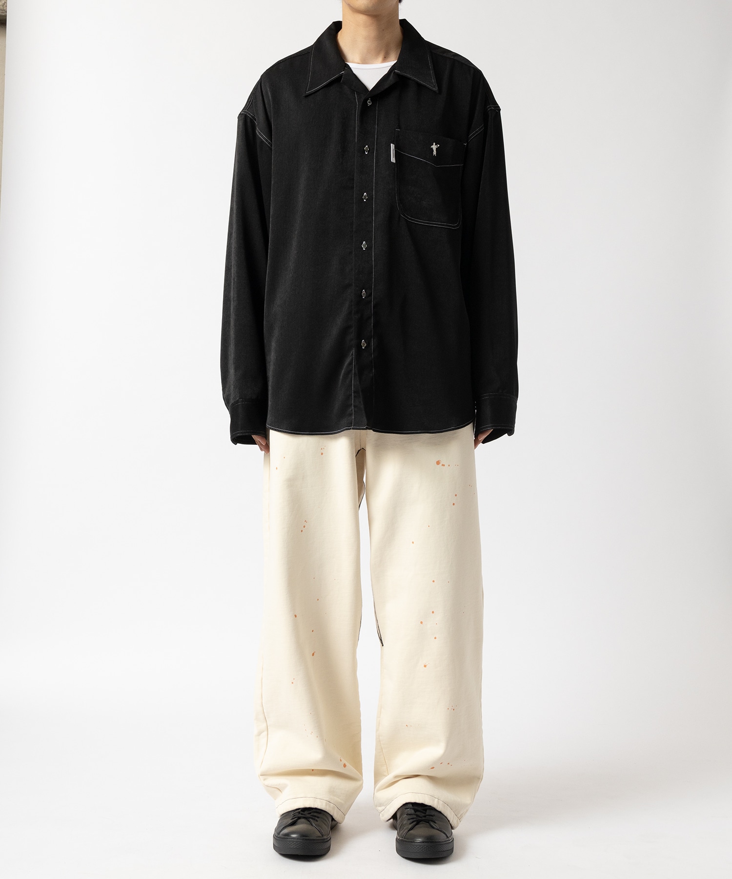 Heart Cowboy Embroidery Oversized Satin Shirt BASICKS