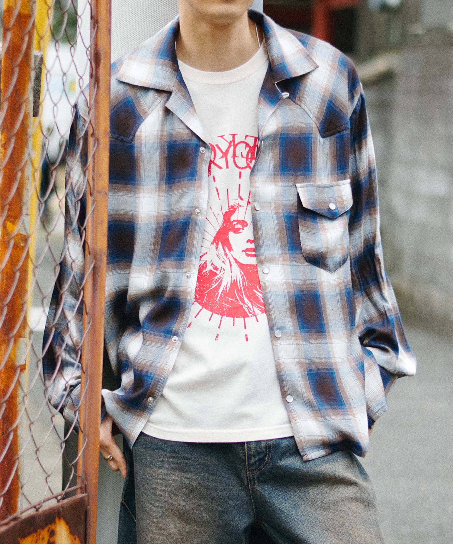 〈別注〉Ombrd check western shirt BADWAY