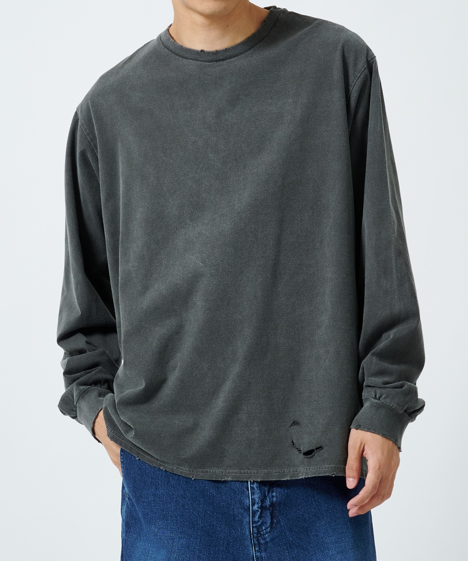 CREW NECK TEE L/S DAMAGED MARKAWARE/marka