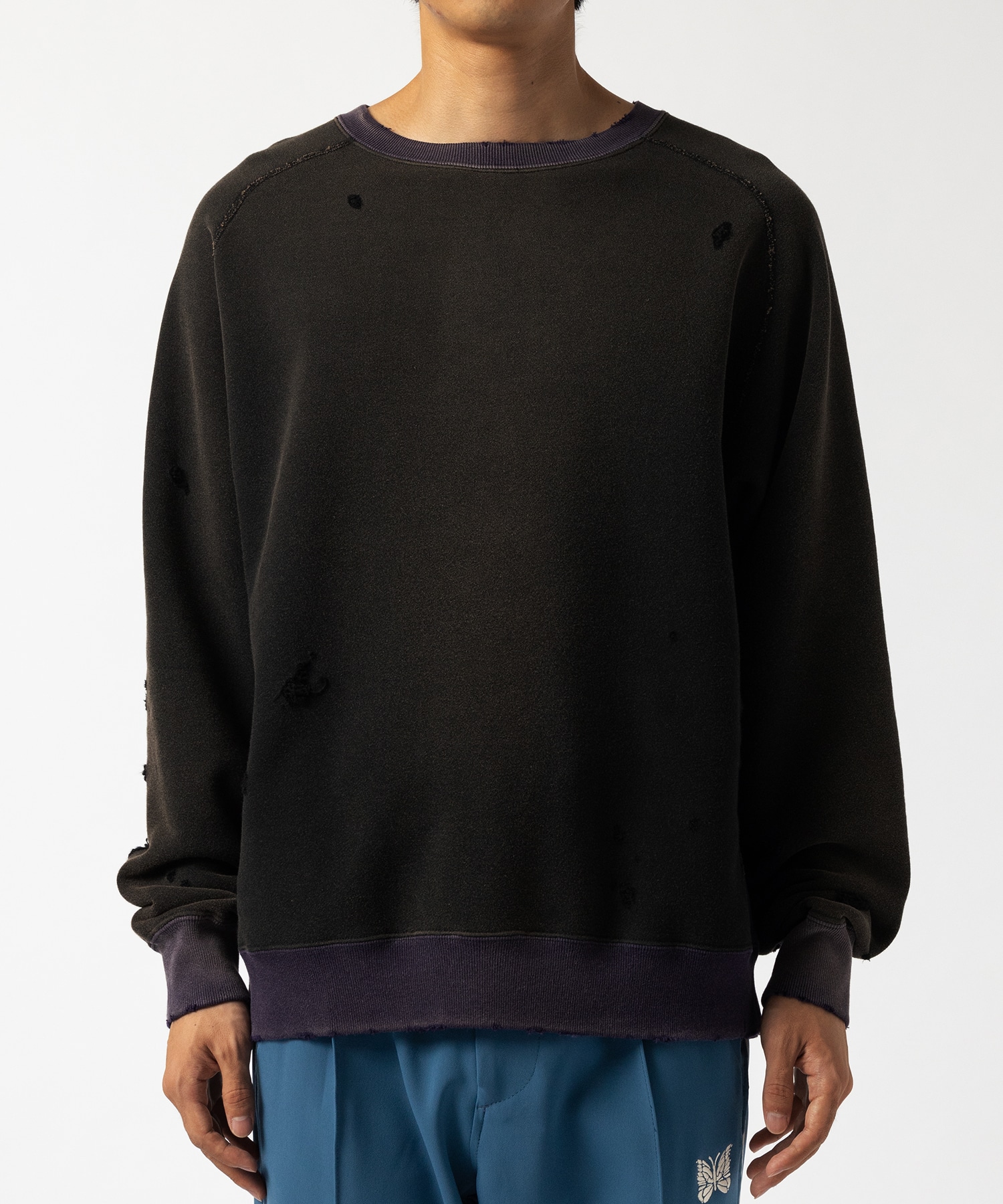 2-Tone Crew Neck Sweat Shirt - Cotton French Terry NEEDLES