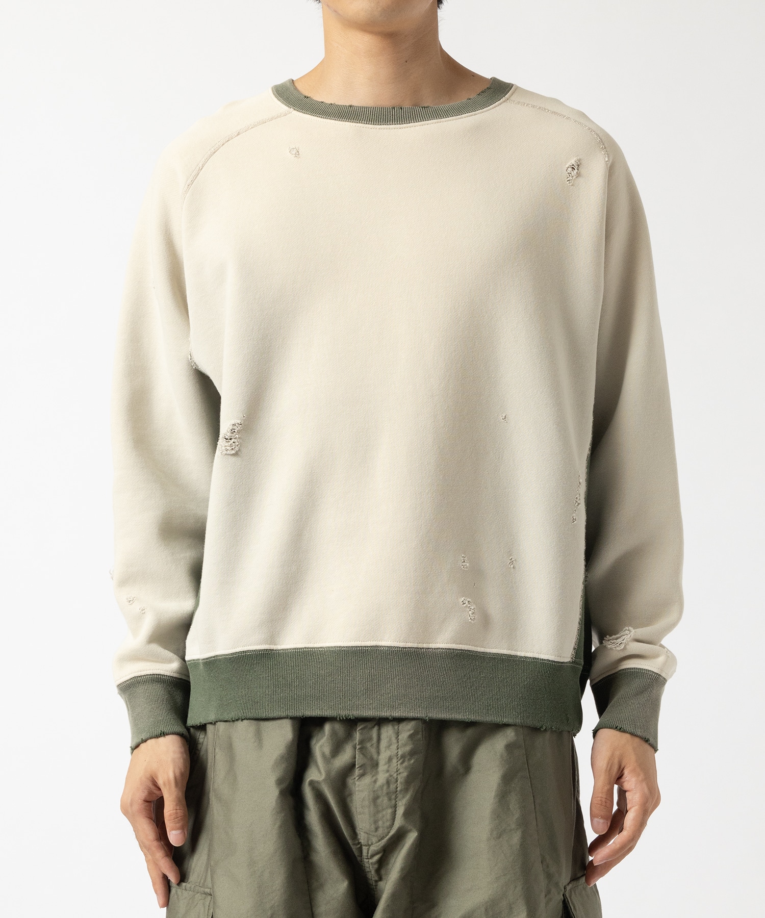 2-Tone Crew Neck Sweat Shirt - Cotton French Terry NEEDLES