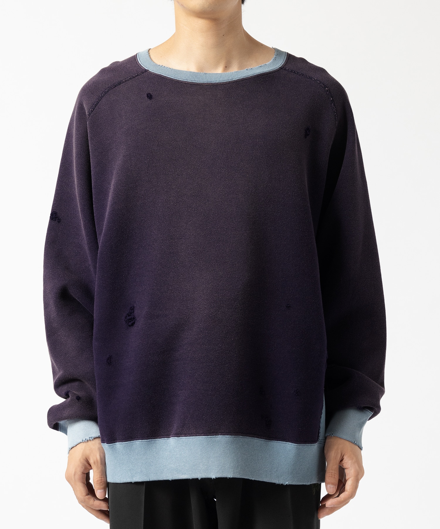 2-Tone Crew Neck Sweat Shirt - Cotton French Terry NEEDLES