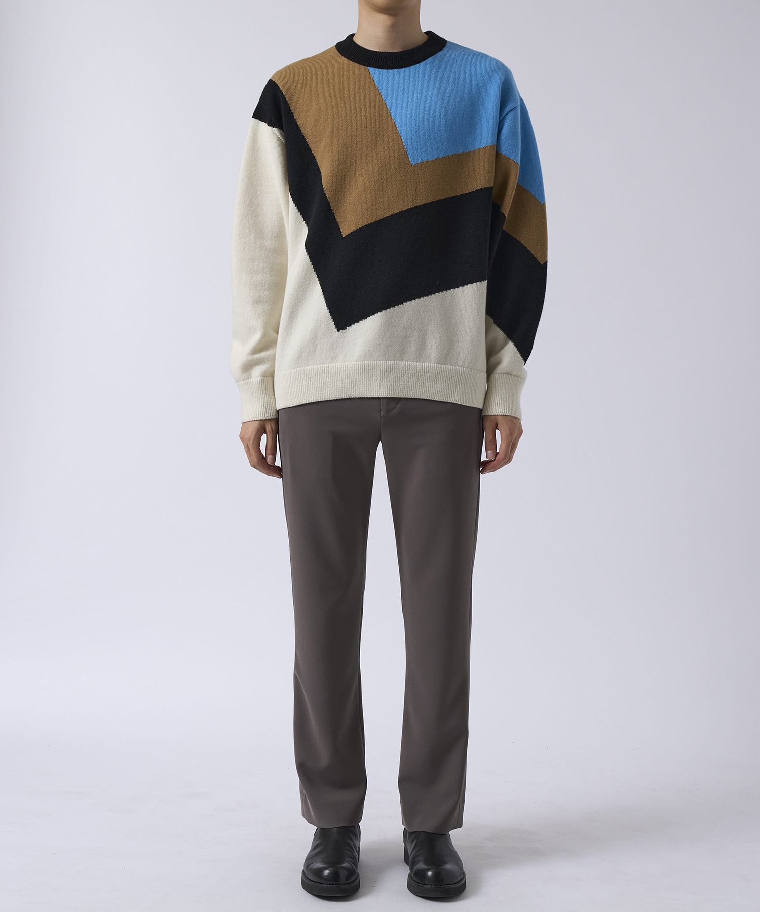 Diagonal Line Multi Color Pullover Knit CULLNI