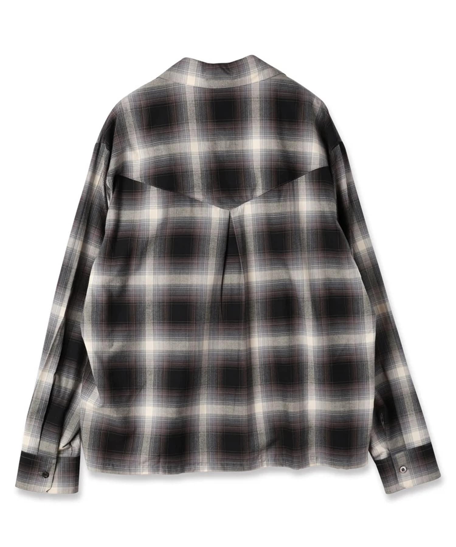 CHECK OPEN COLLAR SHIRT JieDa