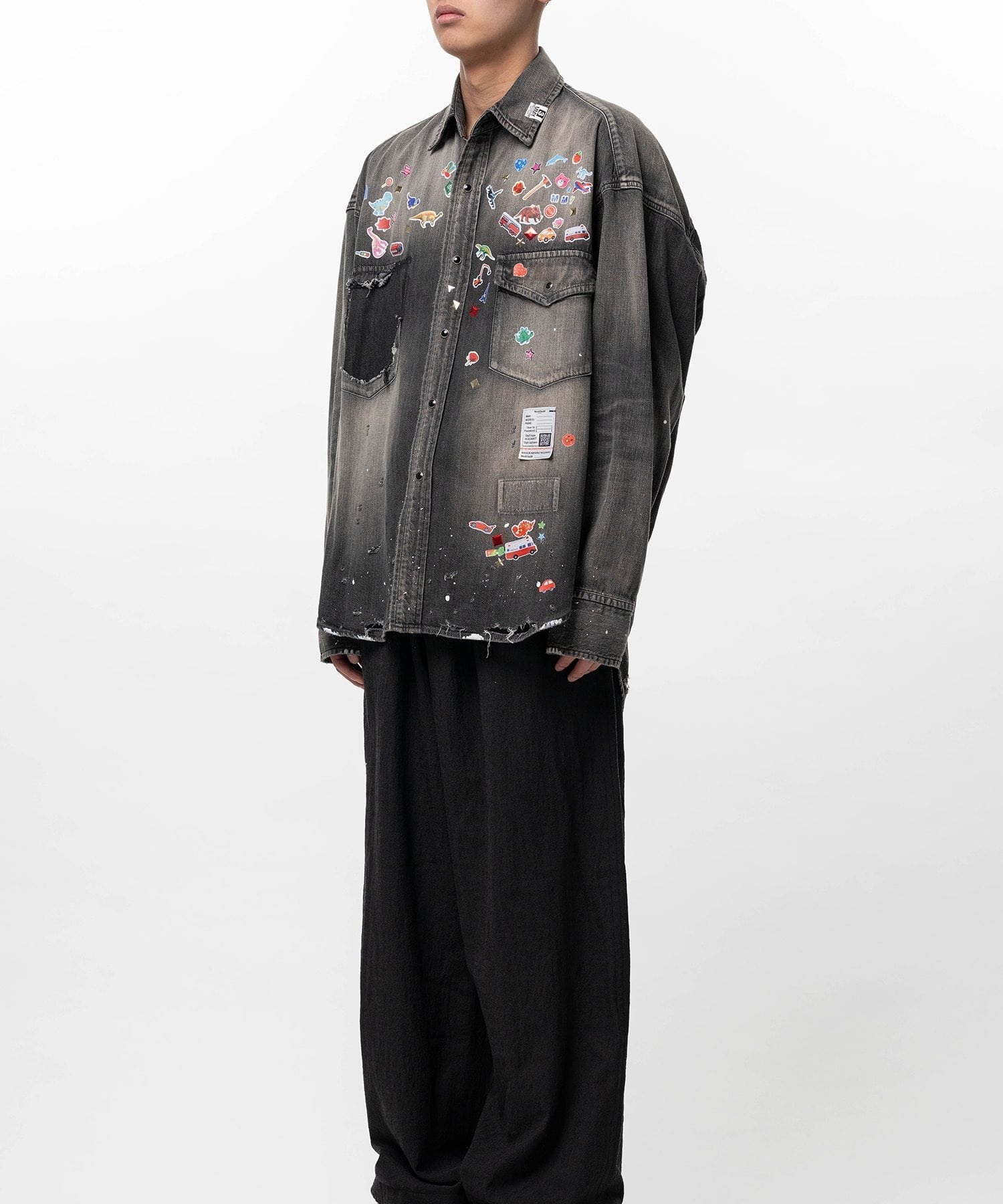 DENIM SHIRTS w STICKER Maison MIHARA YASUHIRO
