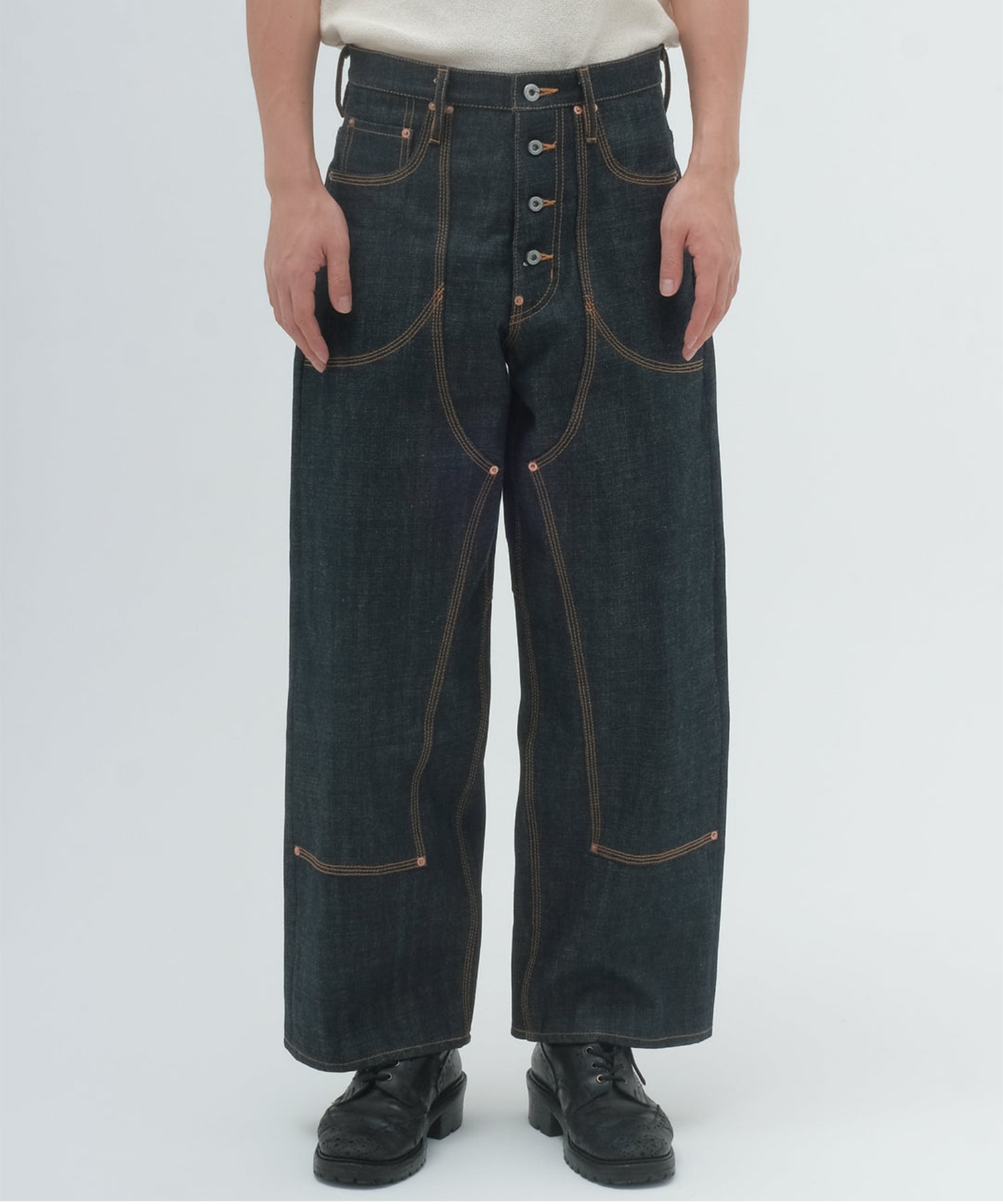 CLASSIC DOUBLE KNEEDENIM PANTS SUGARHILL