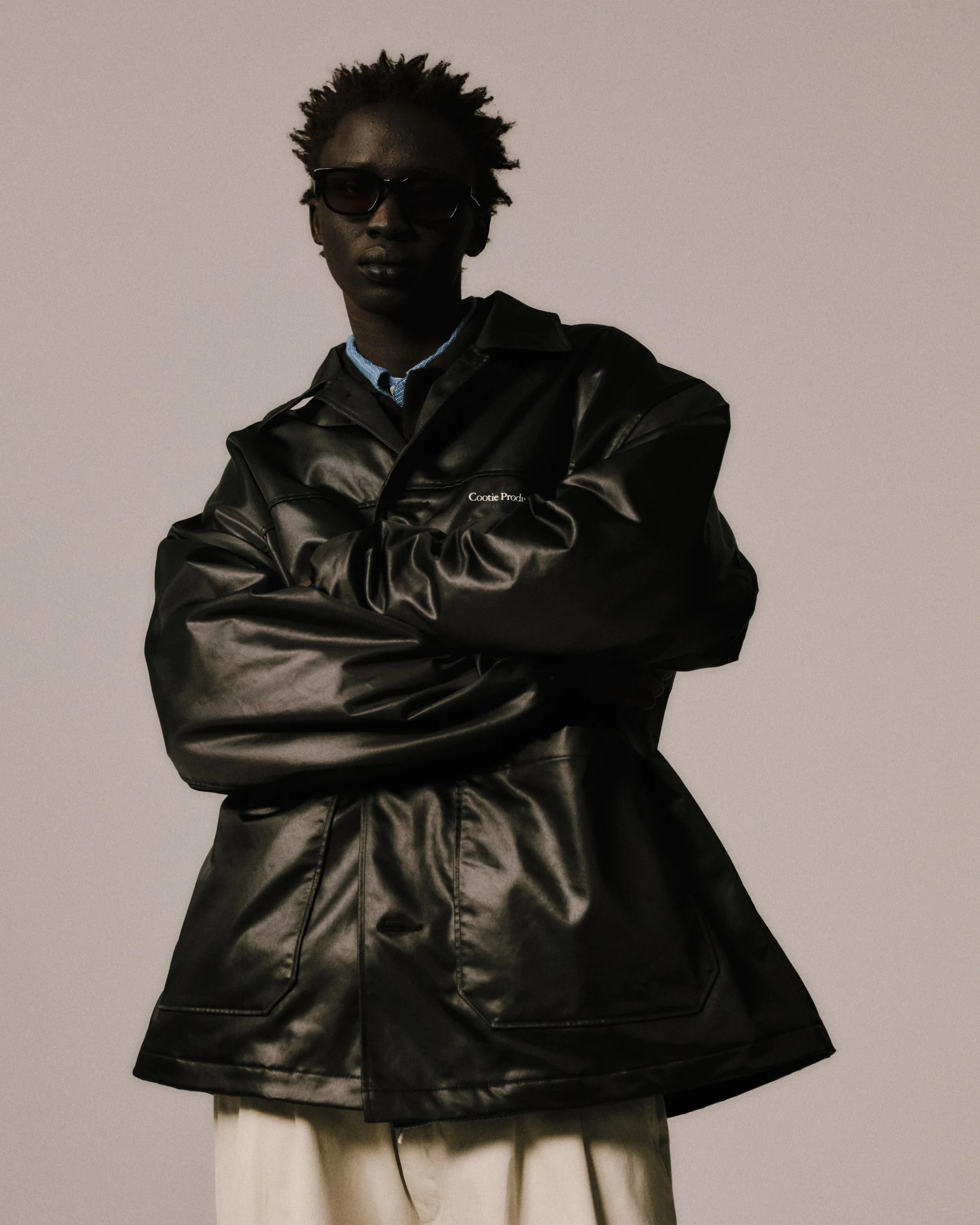 Damp Coated Satin Car Coat COOTIE PRODUCTIONS