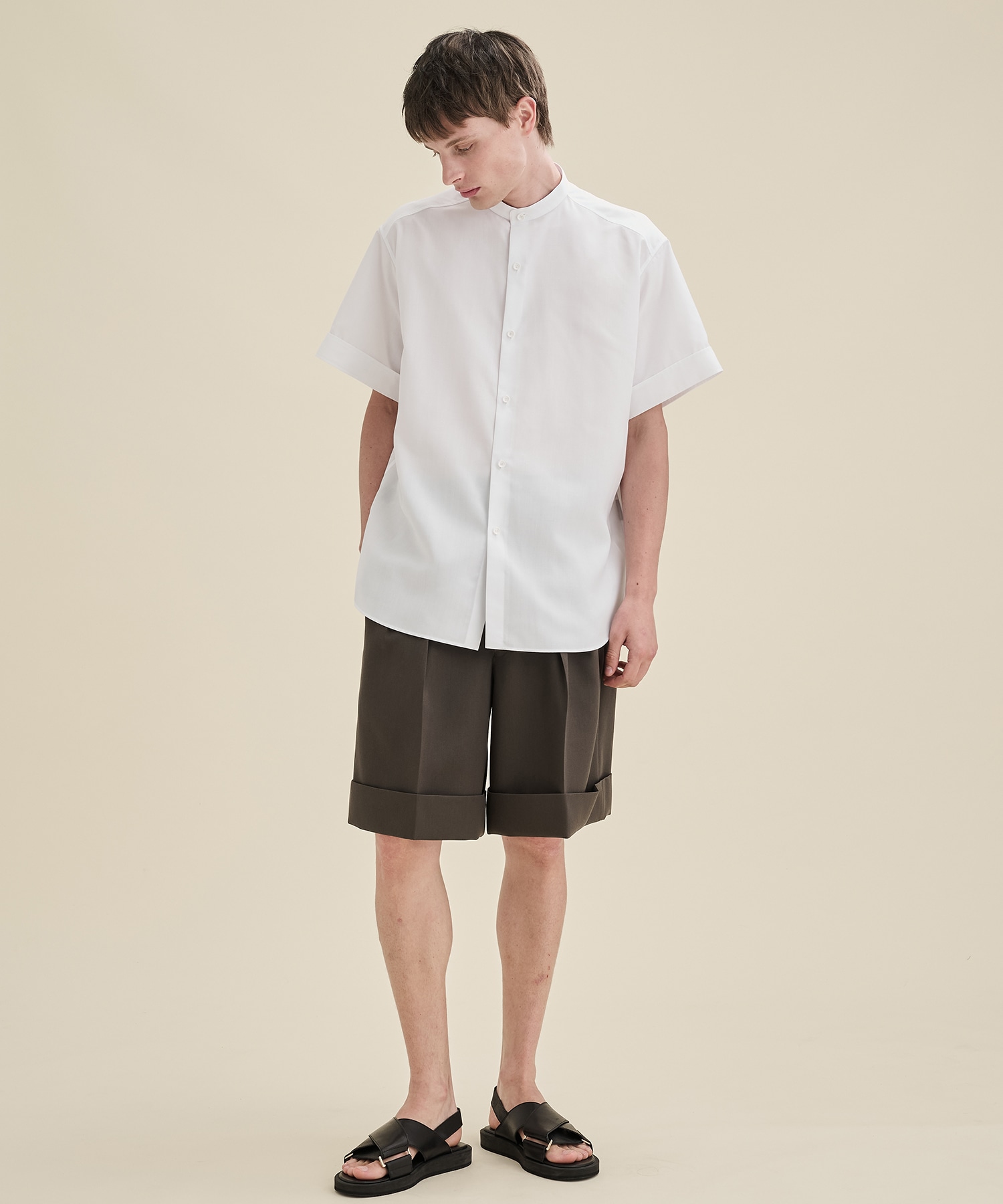 RERACS BAND COLLAR SHIRT SHORT SLEEVE THE RERACS