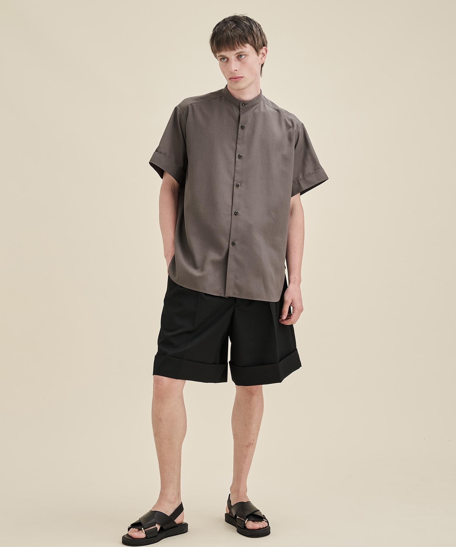 RERACS BAND COLLAR SHIRT SHORT SLEEVE THE RERACS