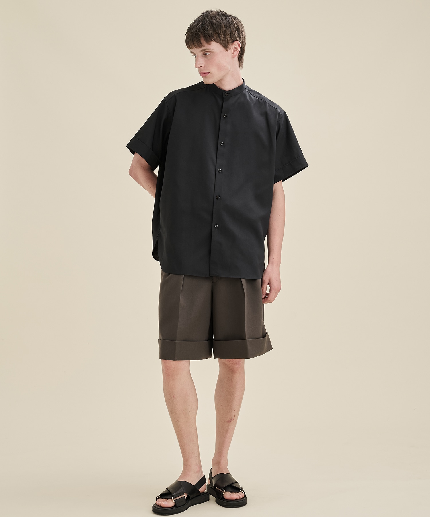 RERACS BAND COLLAR SHIRT SHORT SLEEVE THE RERACS