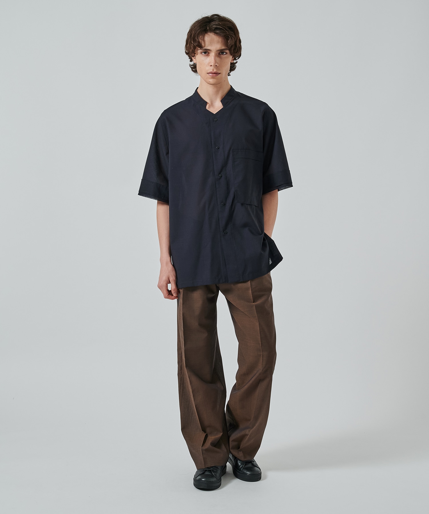 STAND COLLAR SHORT-SLEEVED SHIRT IRENISA