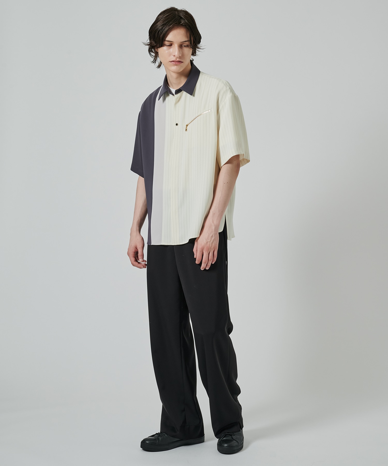 Double Satin Bi Color Short Sleeve Shirt CULLNI