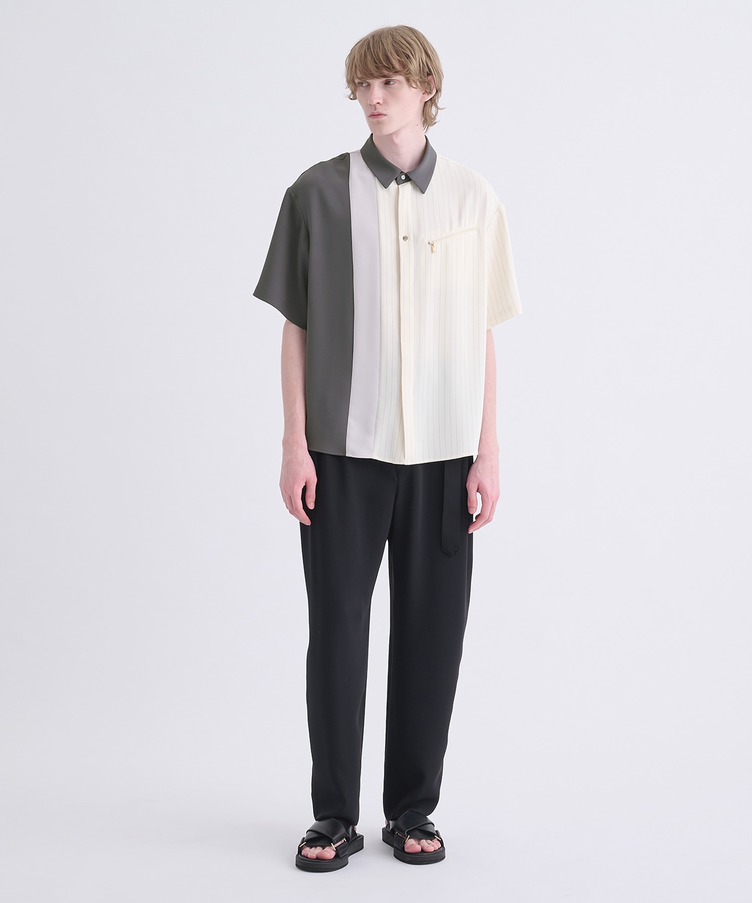 Double Satin Bi Color Short Sleeve Shirt CULLNI
