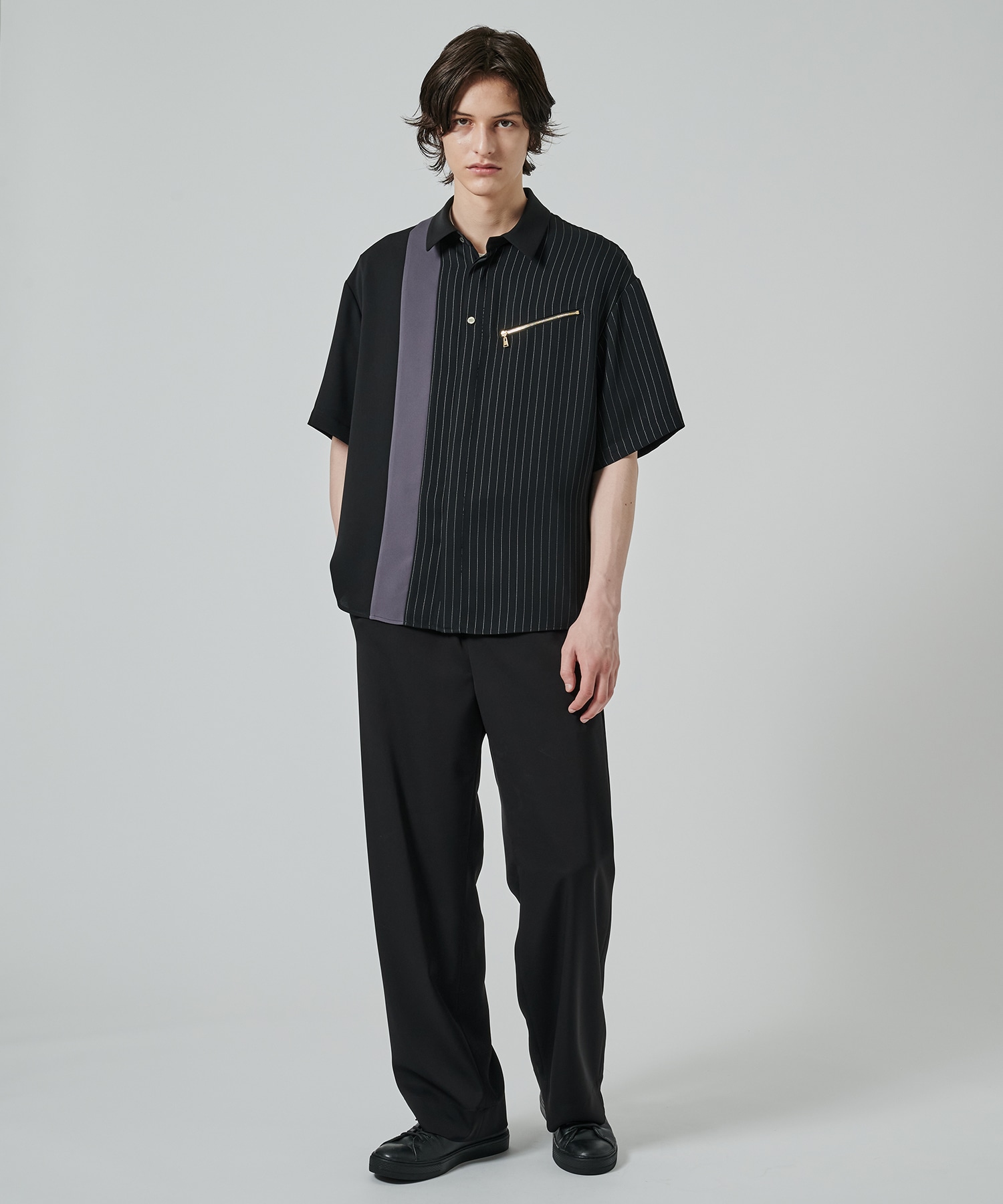 Double Satin Bi Color Short Sleeve Shirt CULLNI