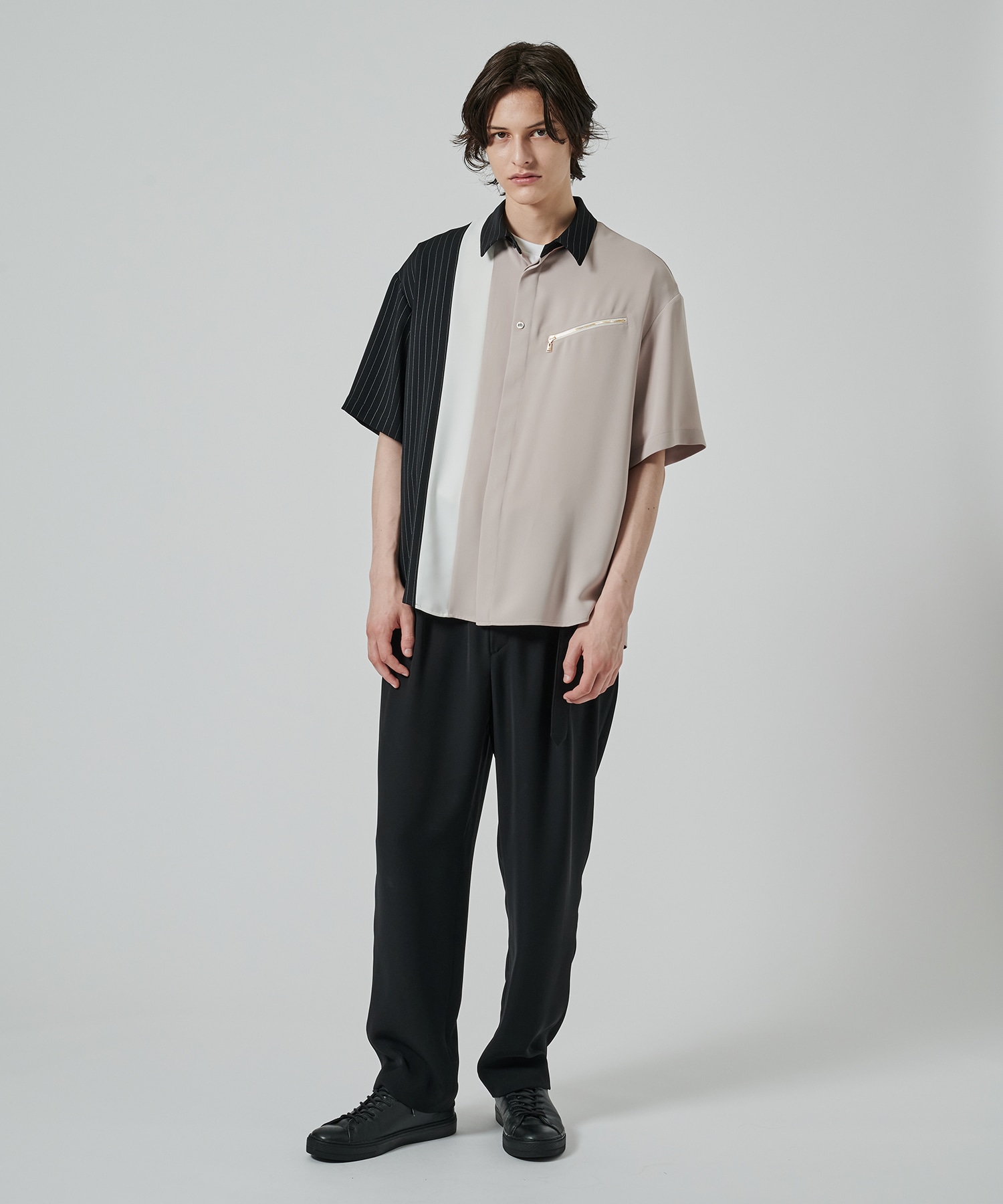 Double Satin Bi Color Short Sleeve Shirt CULLNI