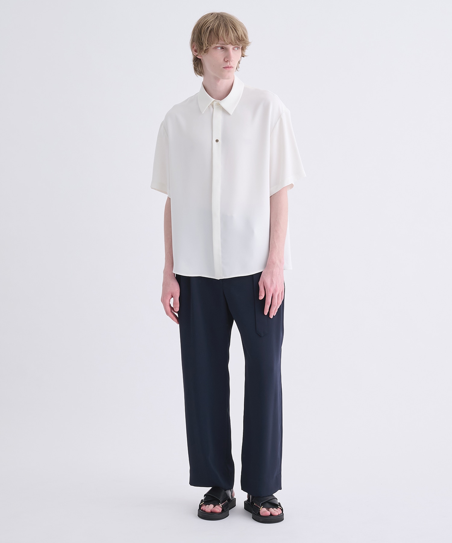 Double Satin Bow Tie Short Sleeve Shirt CULLNI