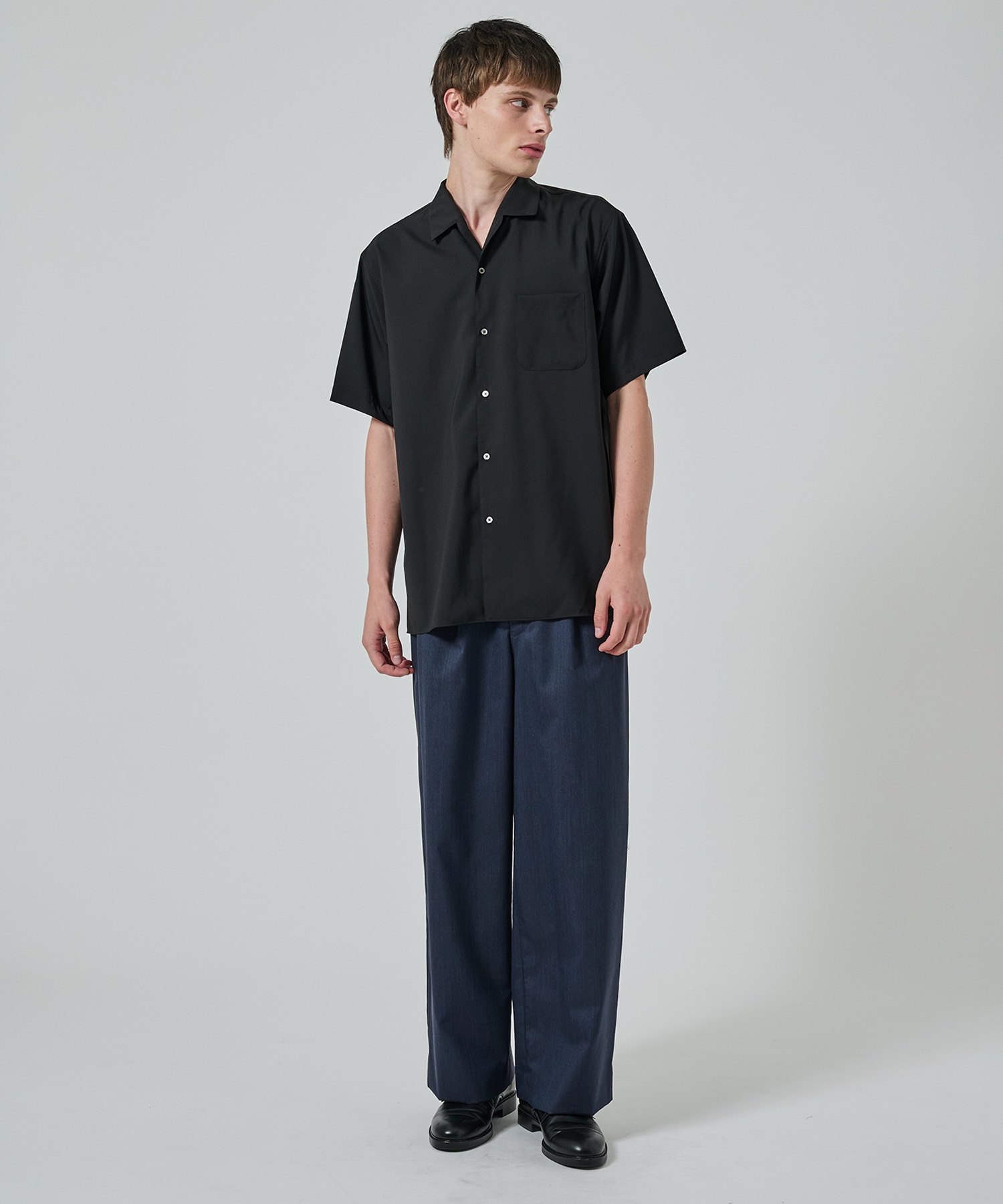 ITALIAN OPEN COLLAR S/S SHIRT 