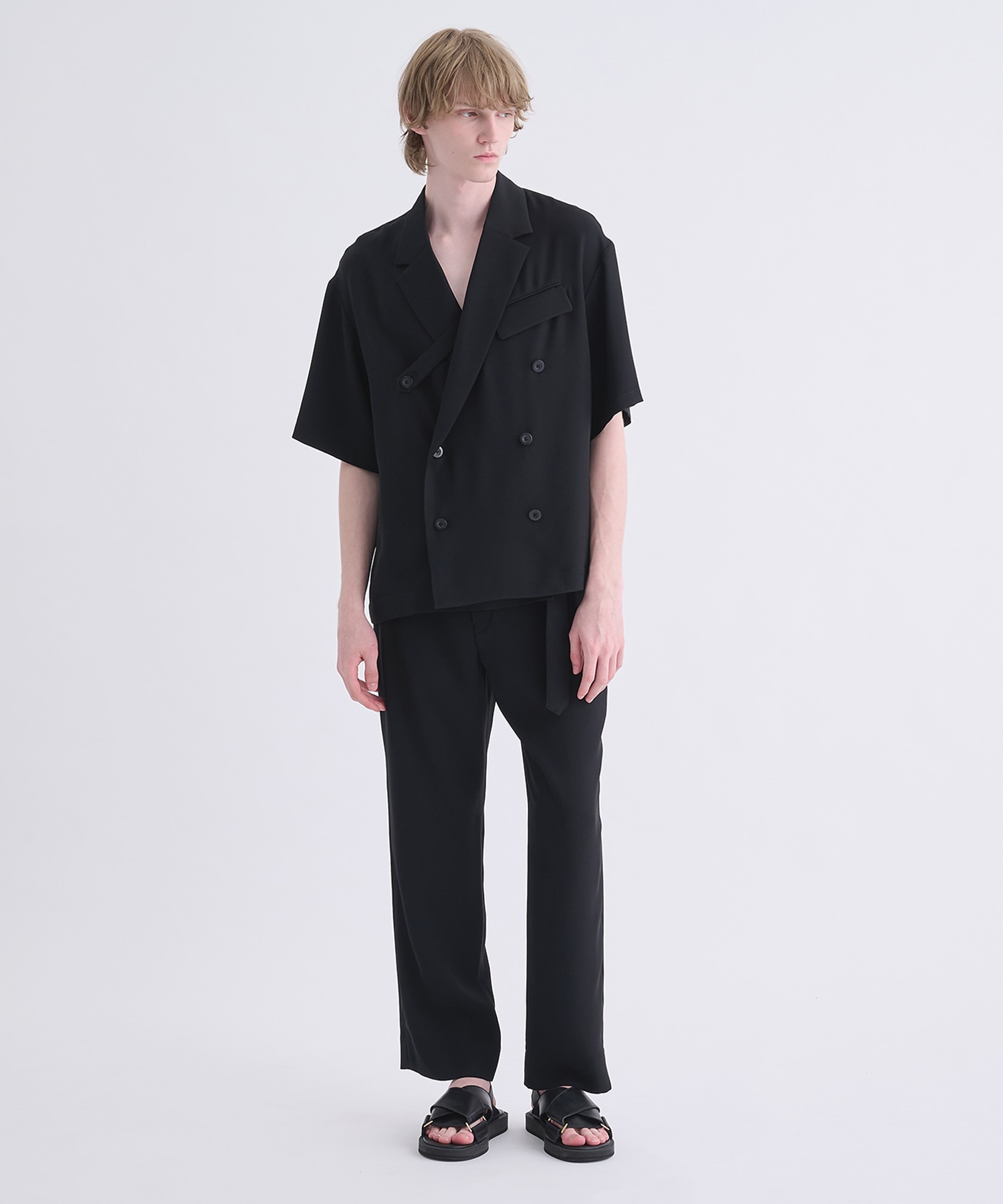 Dry Double Satin 1Tuck Pant with Long Belt CULLNI