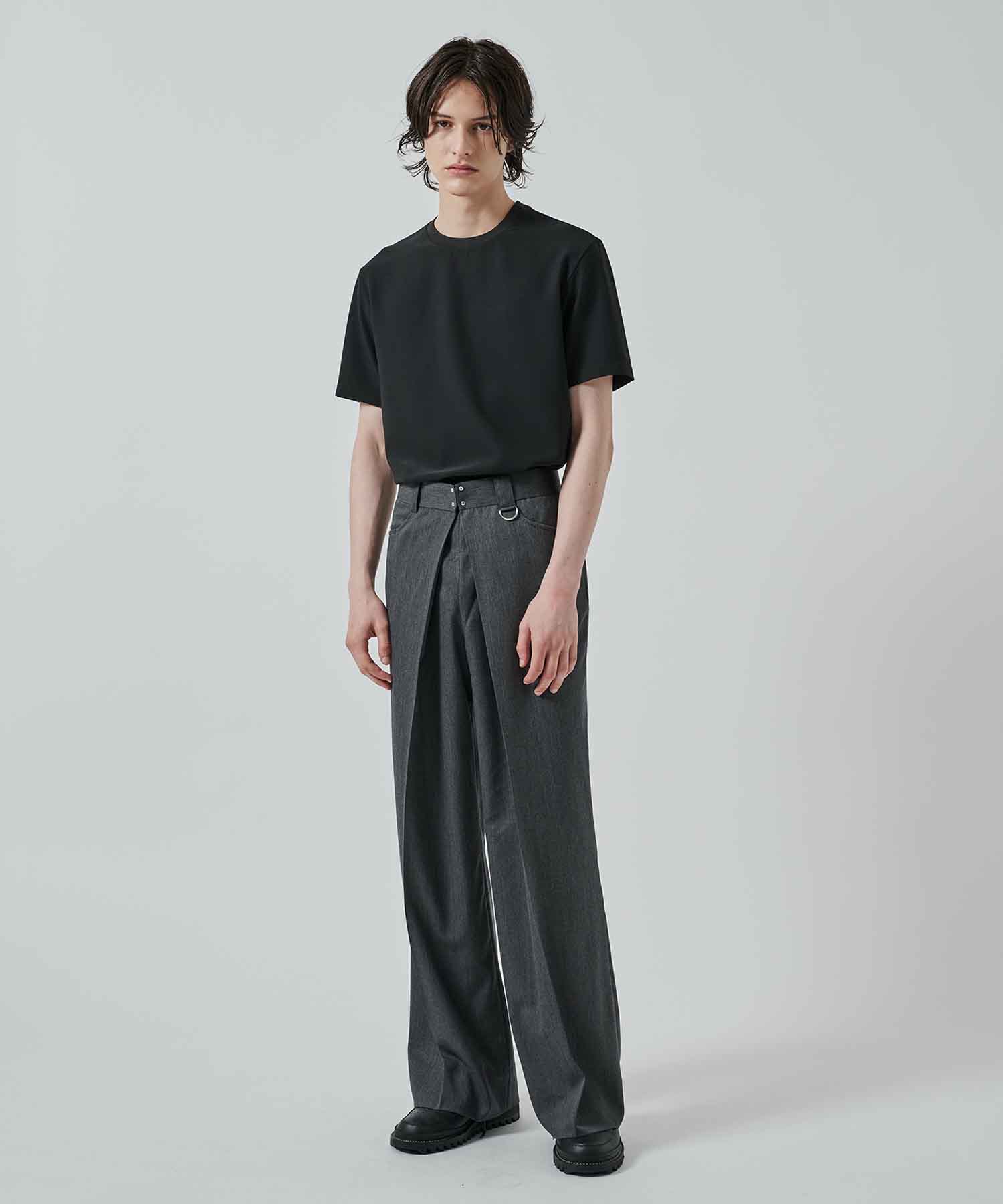 別注 SUMMER WOOL GABARDINE FOLDED WIDE TROUSERS JOHN LAWRENCE SULLIVAN