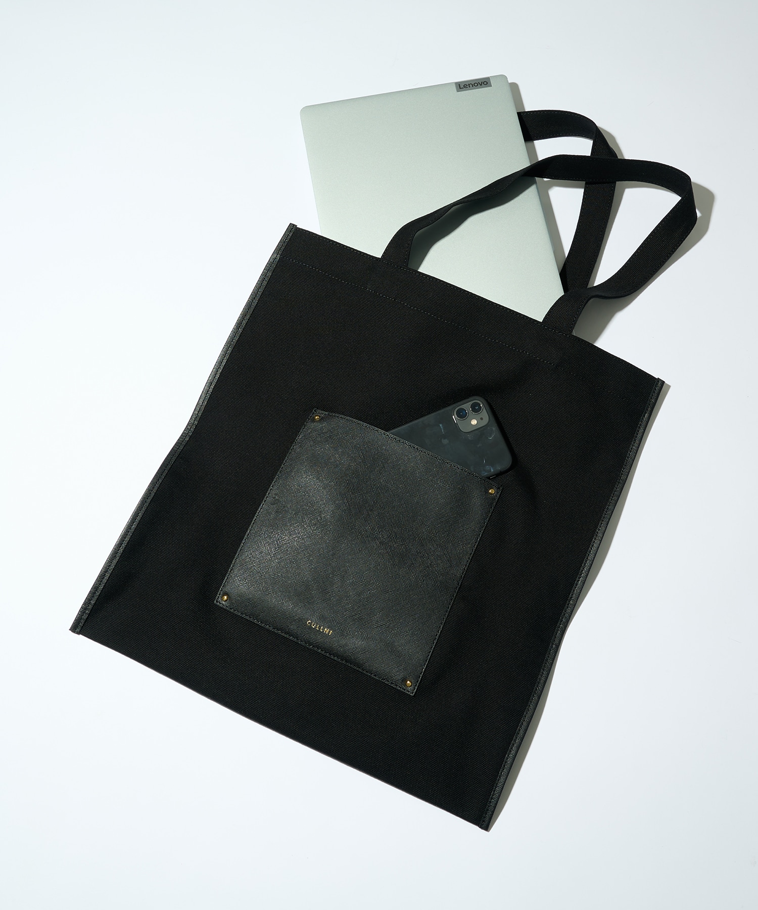 別注Leather Pocket Canvas Eco Tote CULLNI