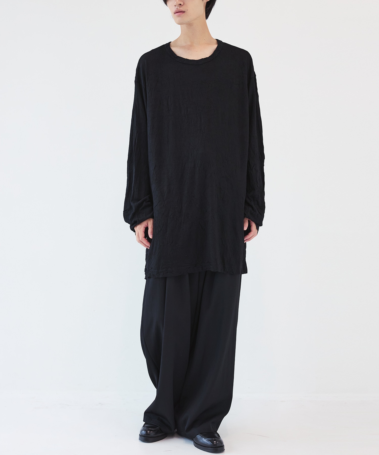 WASHABLE WOOL JERSEY ROUND NECK LONG SLV T Yohji Yamamoto