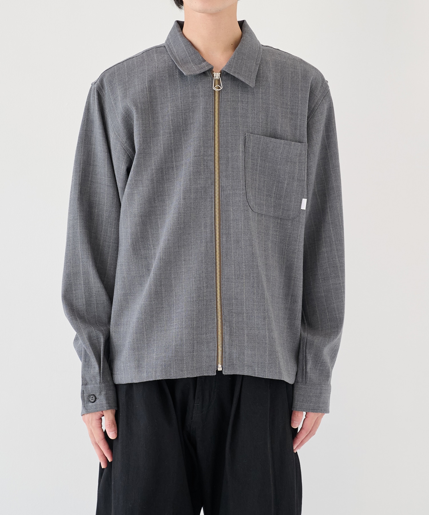 WOOL STRIPE ZIP SHIRT JieDa