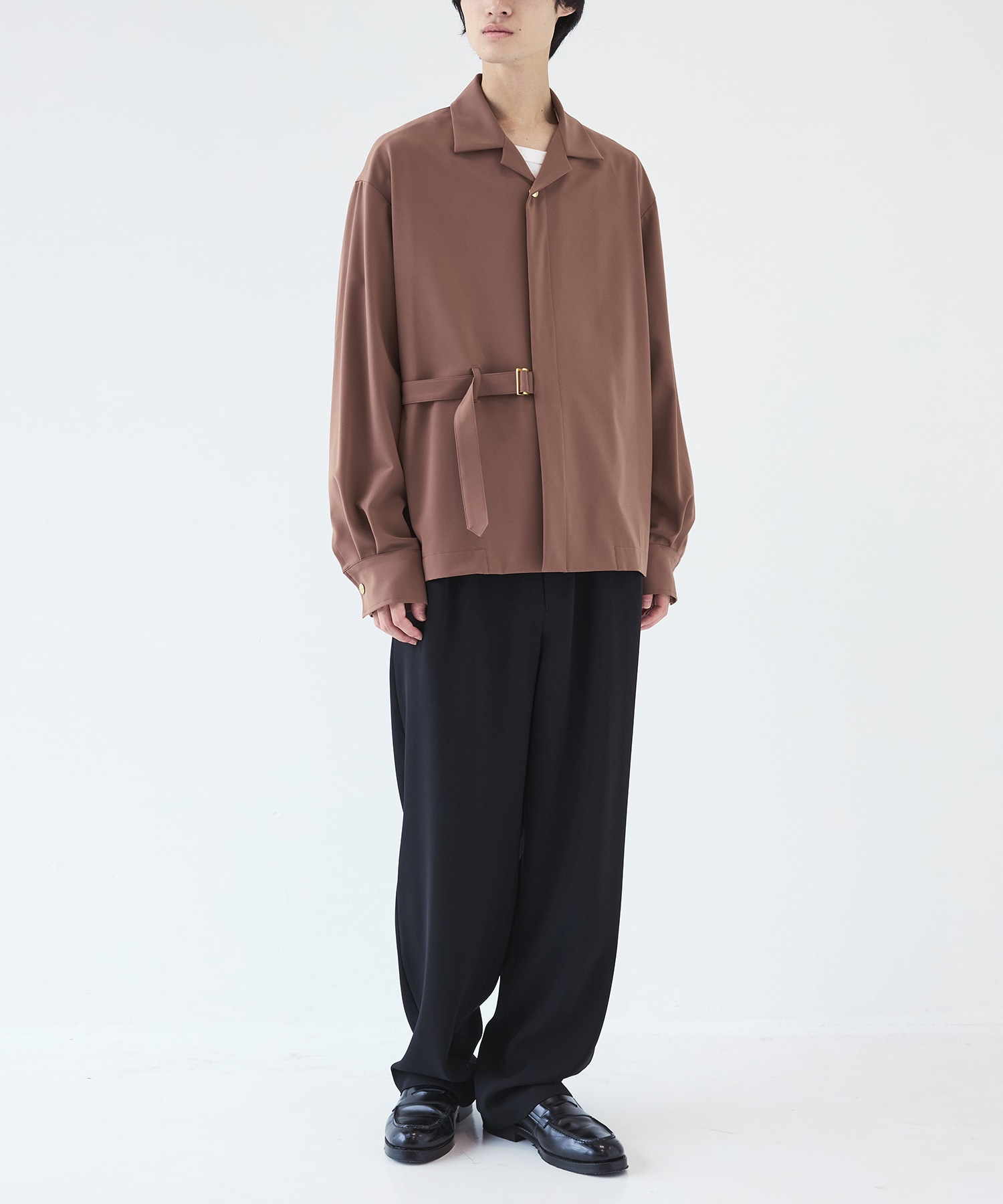 Stretch Twill Tie Locken Open Collar Shirt CULLNI