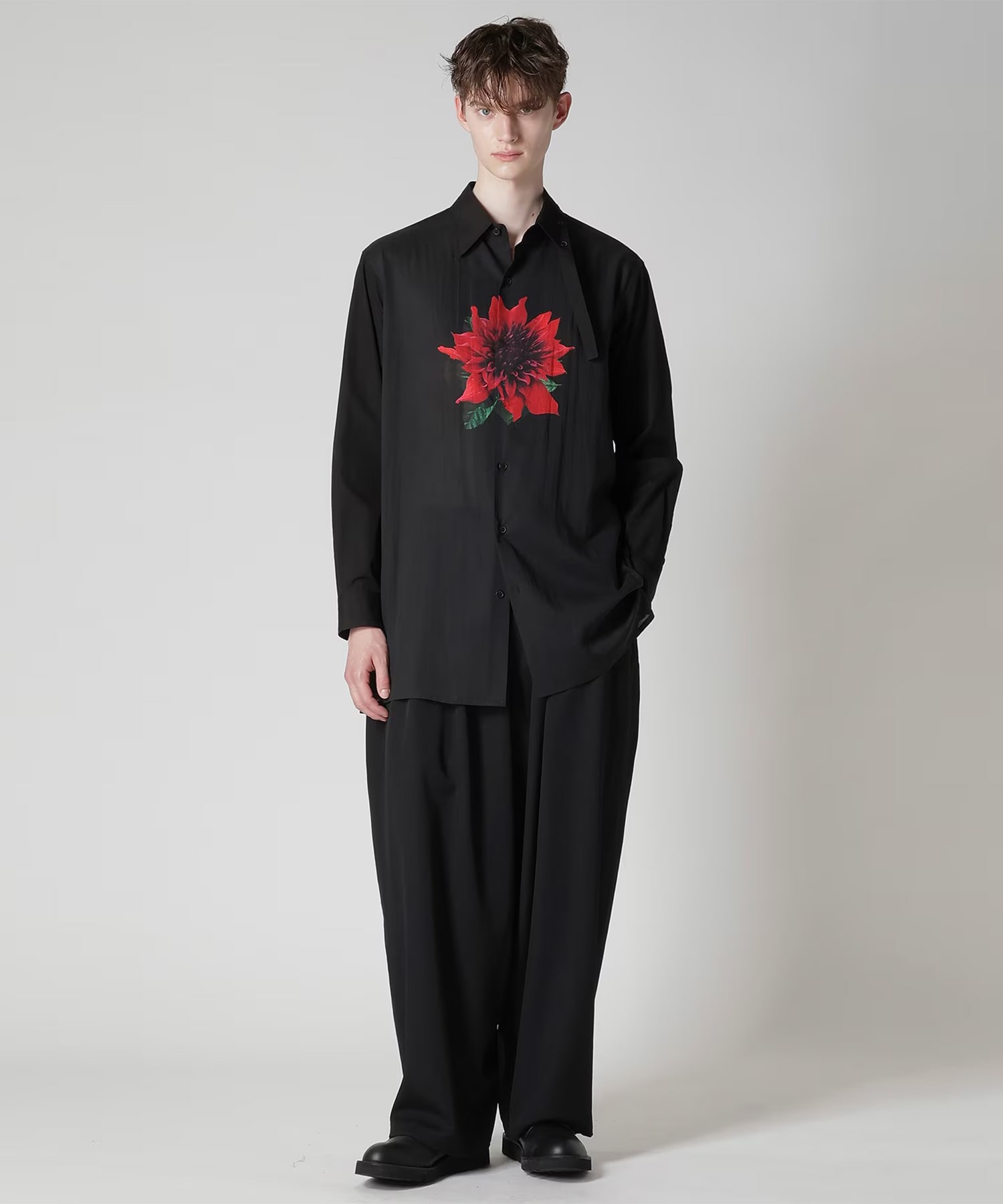 OVERSIZED SILHOUETTE SHIRT IN BROAD AND CELLULOSE BLACK DAHL Y's for men