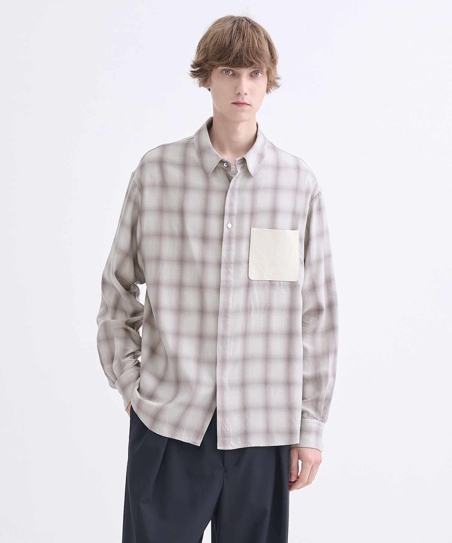 別注 Leather Pocket L/S Check Shirts CULLNI