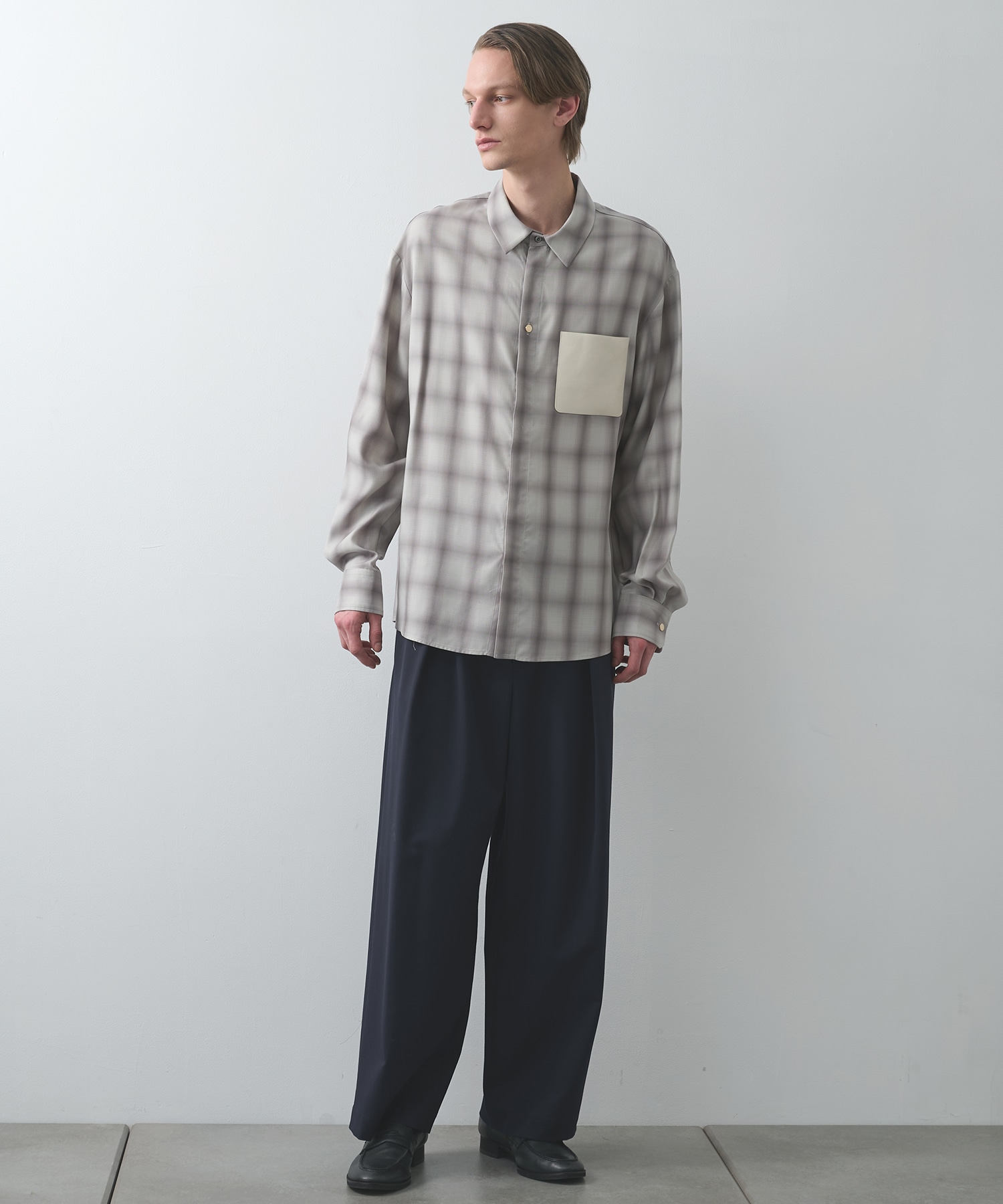 別注 Leather Pocket L/S Check Shirts CULLNI