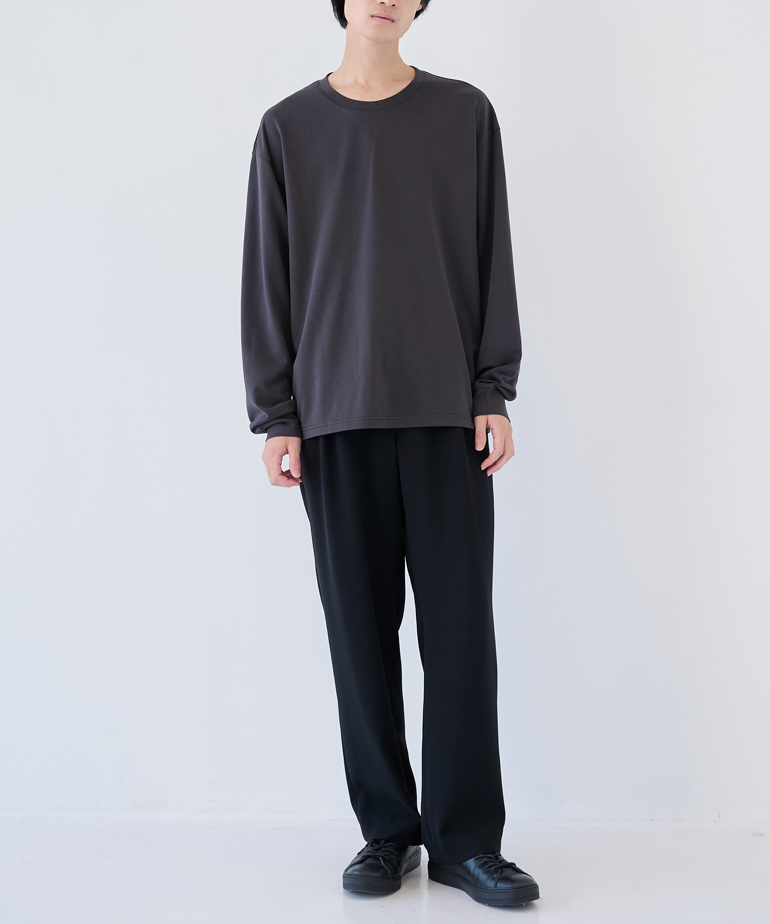 COTTON DOUBLE FACE OVERSIZED L/S TEE ATTACHMENT