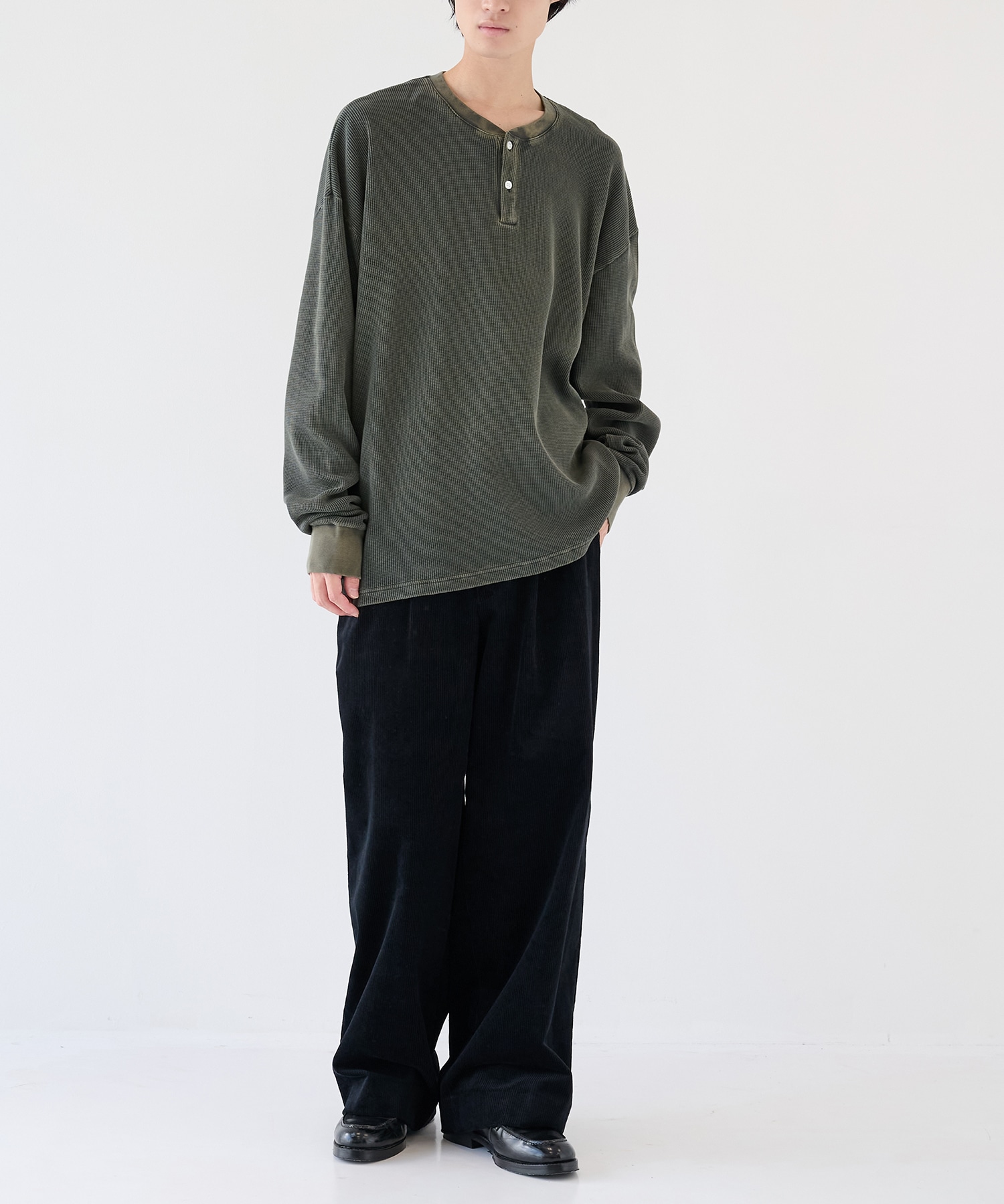 18G Garment Dye Waffle Henry Neck KANEMASA PHIL.