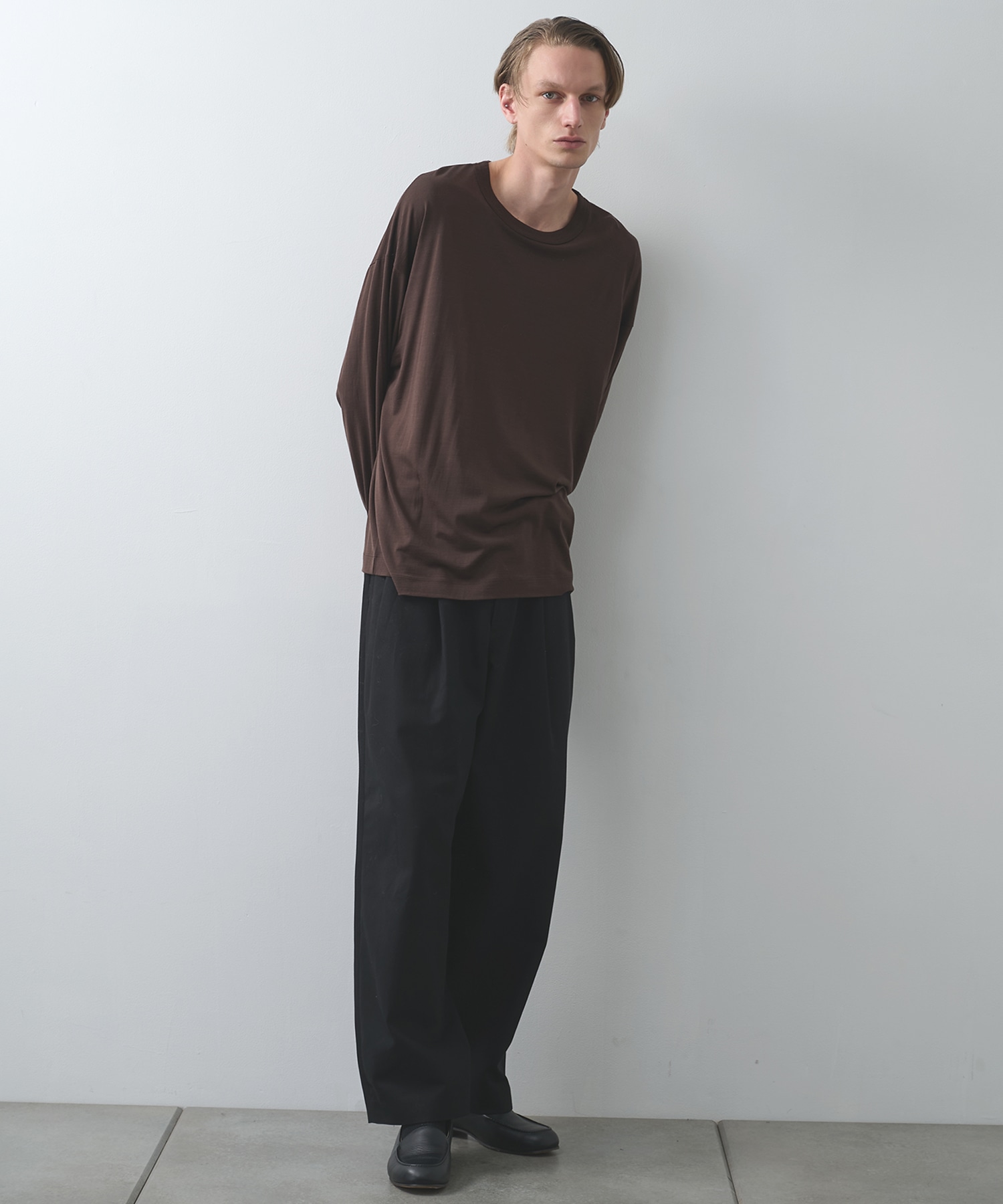 スーパー160'sウール 防縮天竺 / コンフォートフィットL/S Tee, Black MARKAWARE/marka