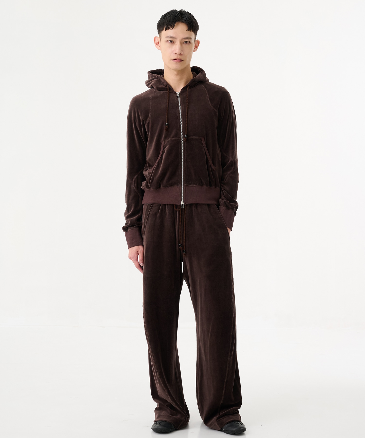 VELOUR ZIP UP HOODIE NVRFRGT