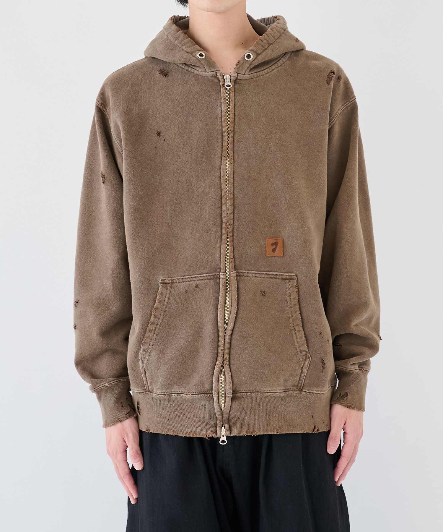 DAMAGE PATCH ZIP HOODIE JieDa