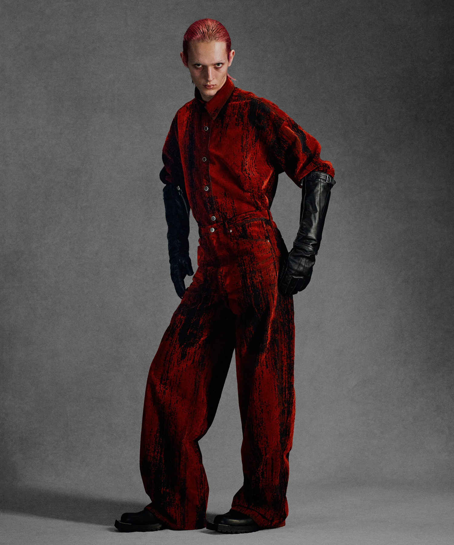 FLOCKED DENIM WIDE PANTS JOHN LAWRENCE SULLIVAN