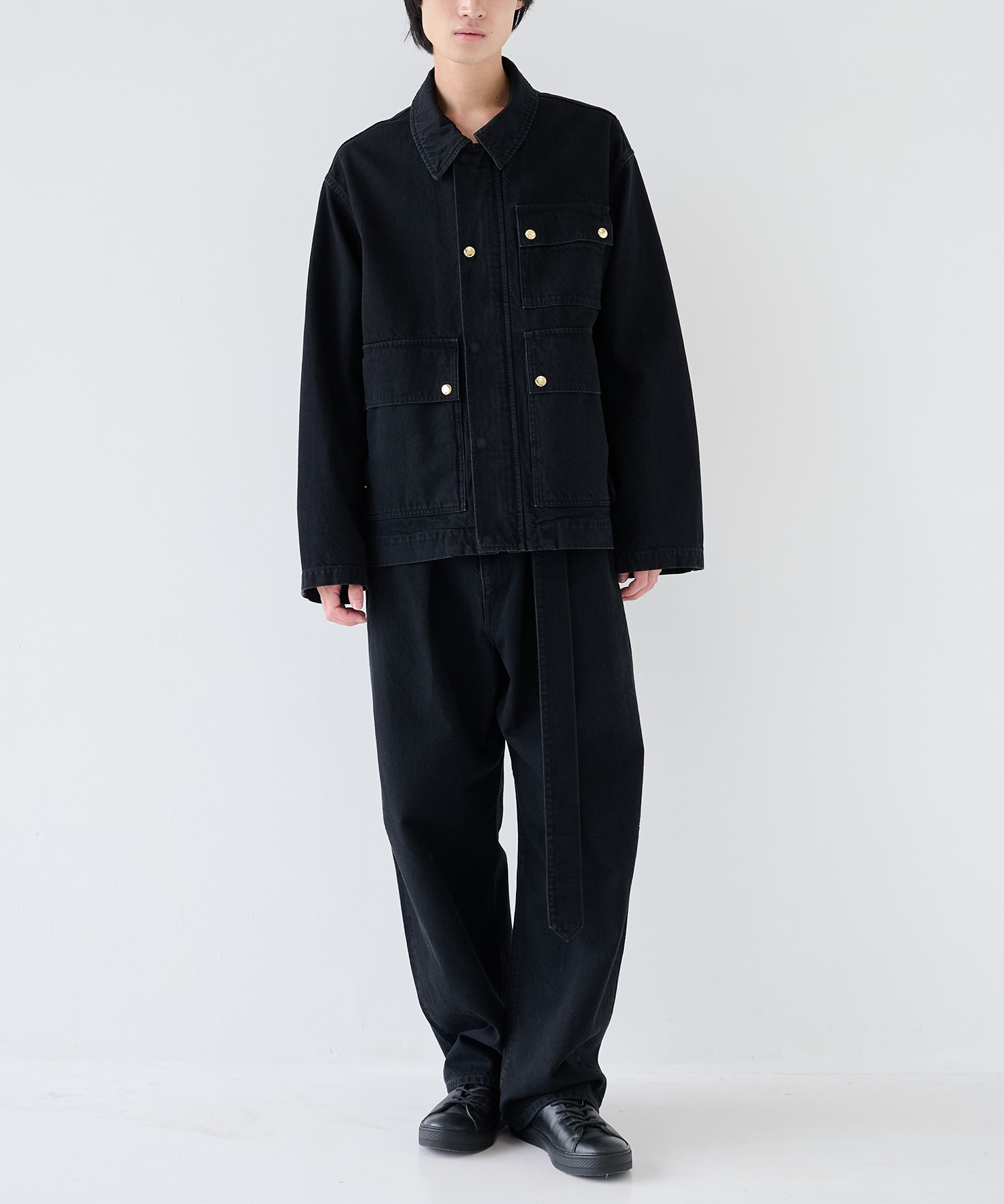 Barrel 1Tuck Wide Denim Pants with Long Belt CULLNI